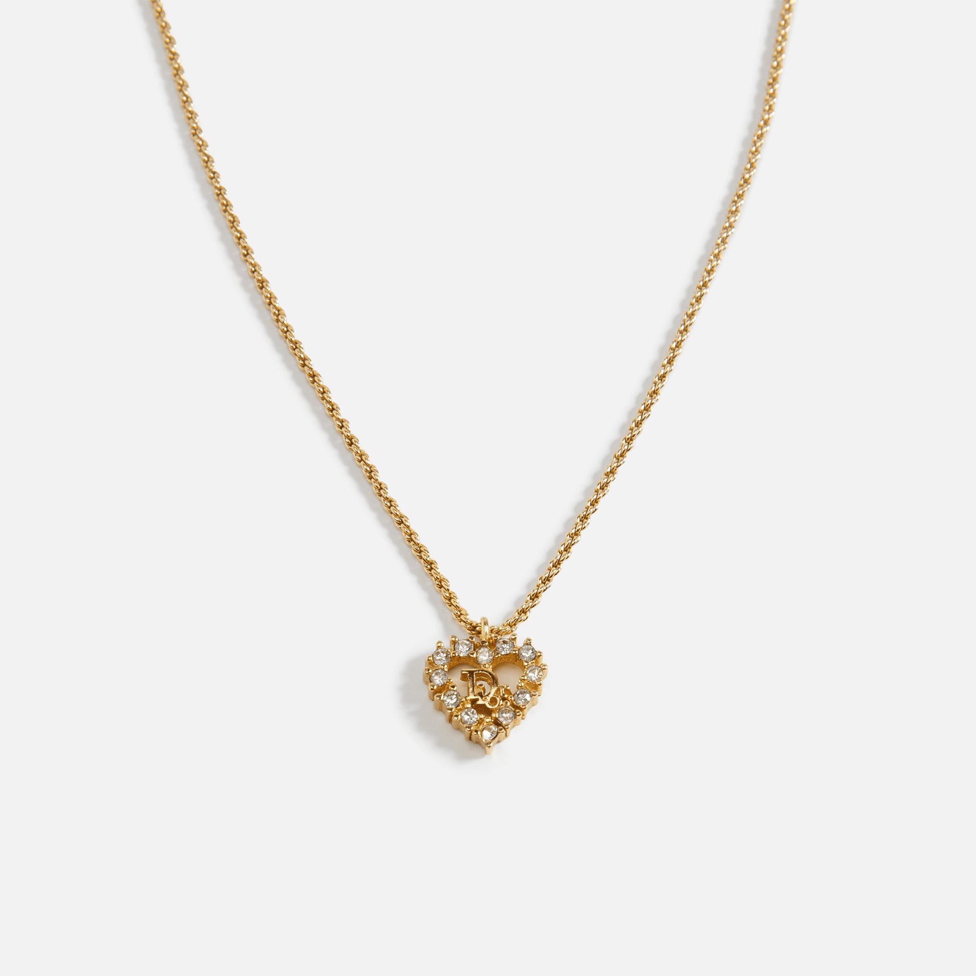 WGACA Dior Crystal Heart Neckace - Gold — Image 2