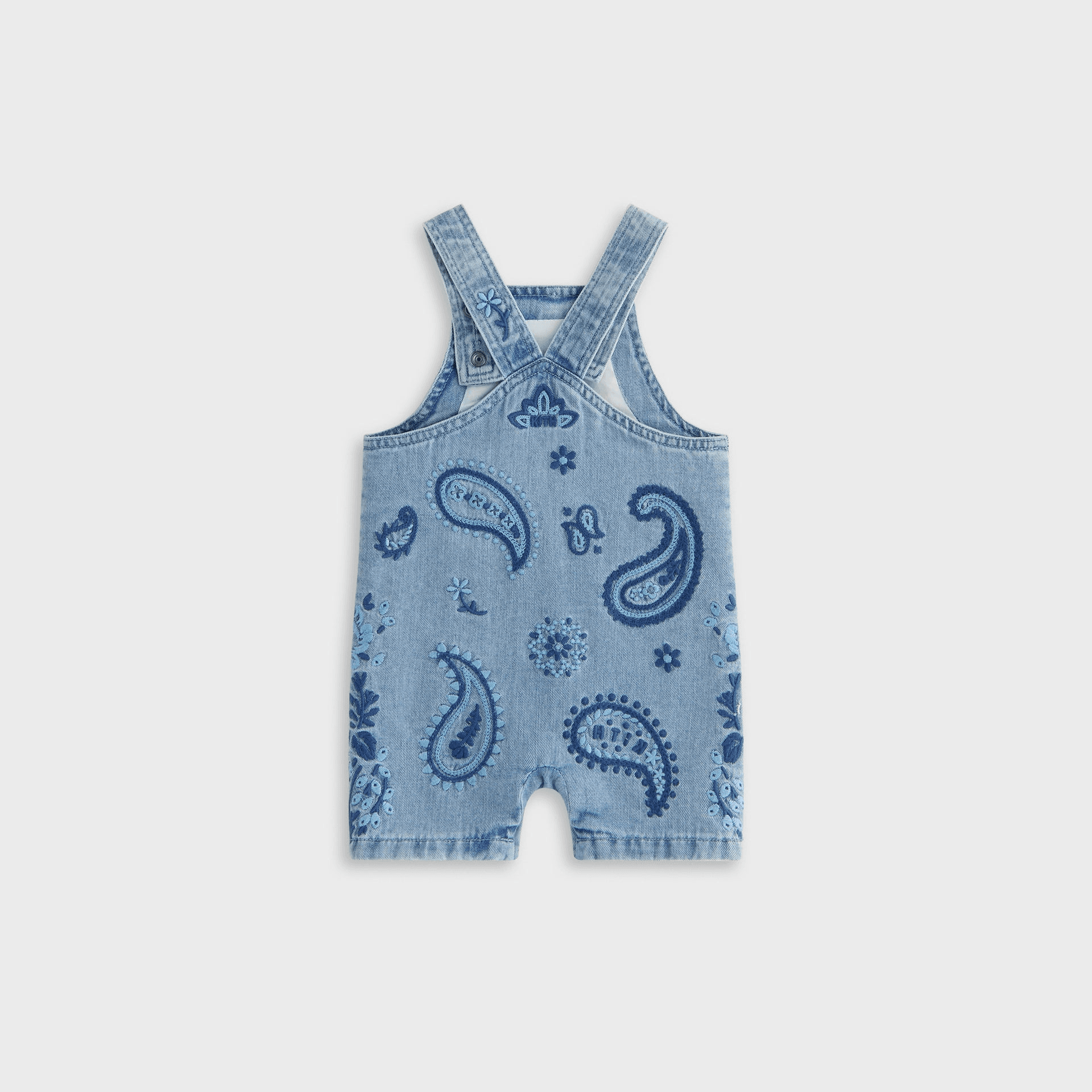 Kith Baby Kith Baby Floral Paisley Chambray Shortall - Kent Light Wash — Image 4