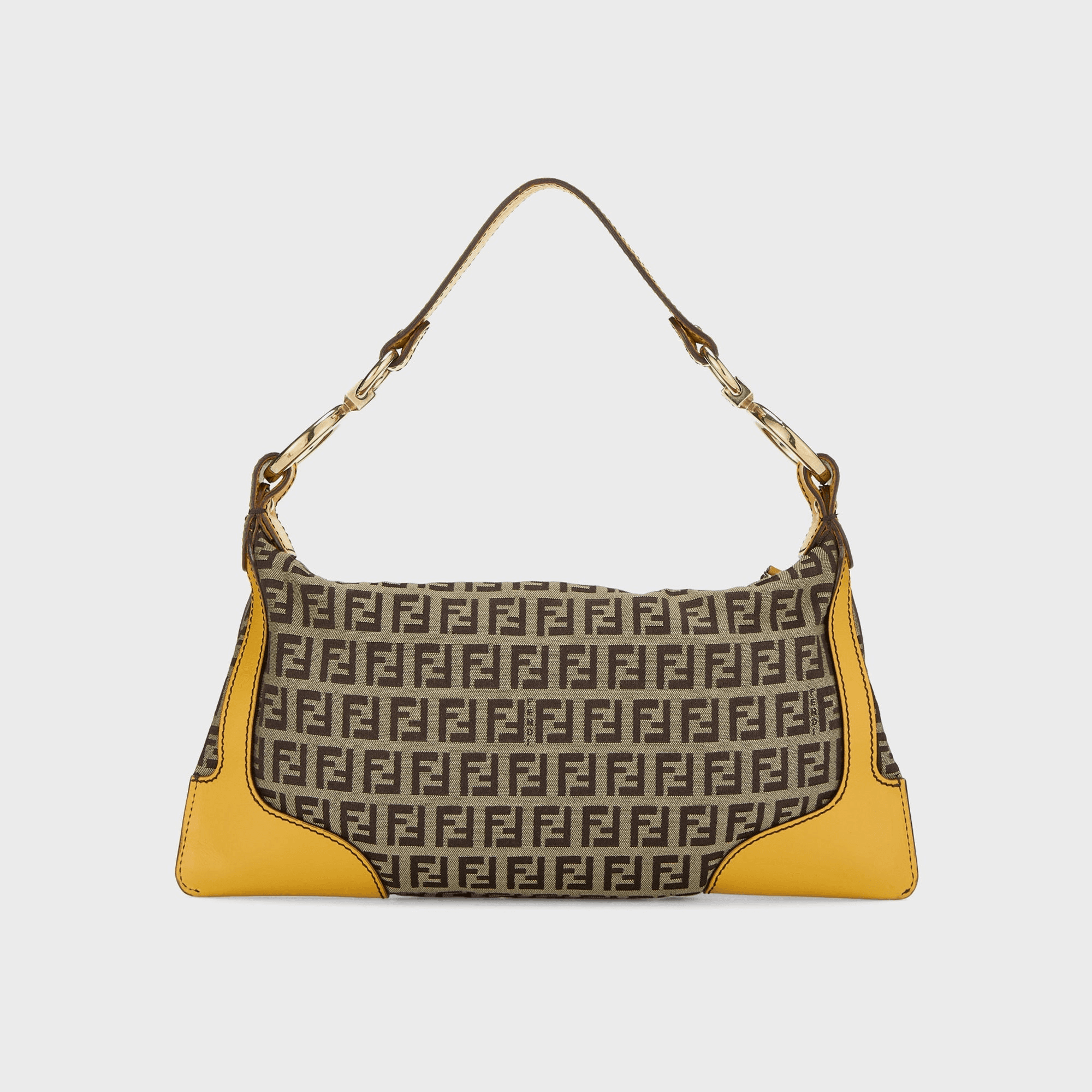WGACA Fendi Zucchino Canvas Chef Pocket Shoulder Bag Small - Yellow / Brown — Image 2