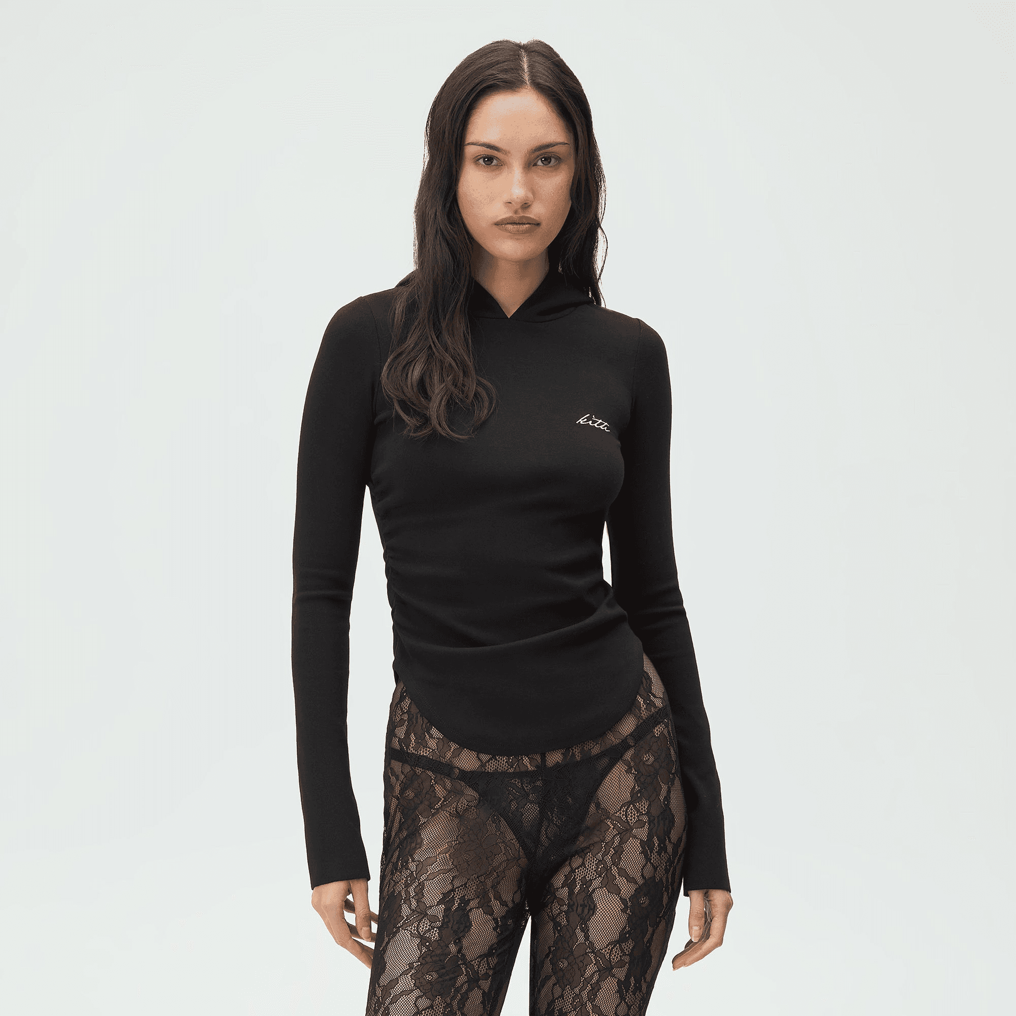 Lisa for Kith Women Sofi Ruched Hoodie - Black — Image 4
