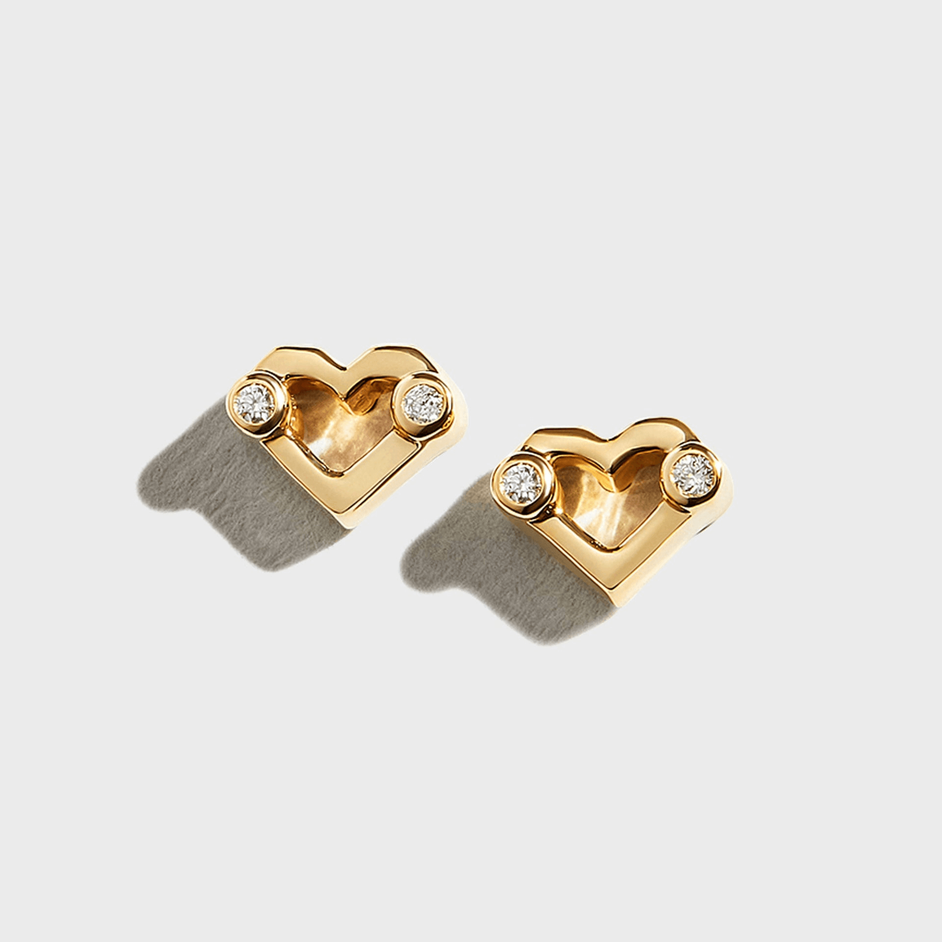 Greg Yuna Umlaut Heart Stud Earrings - Gold — Image 2