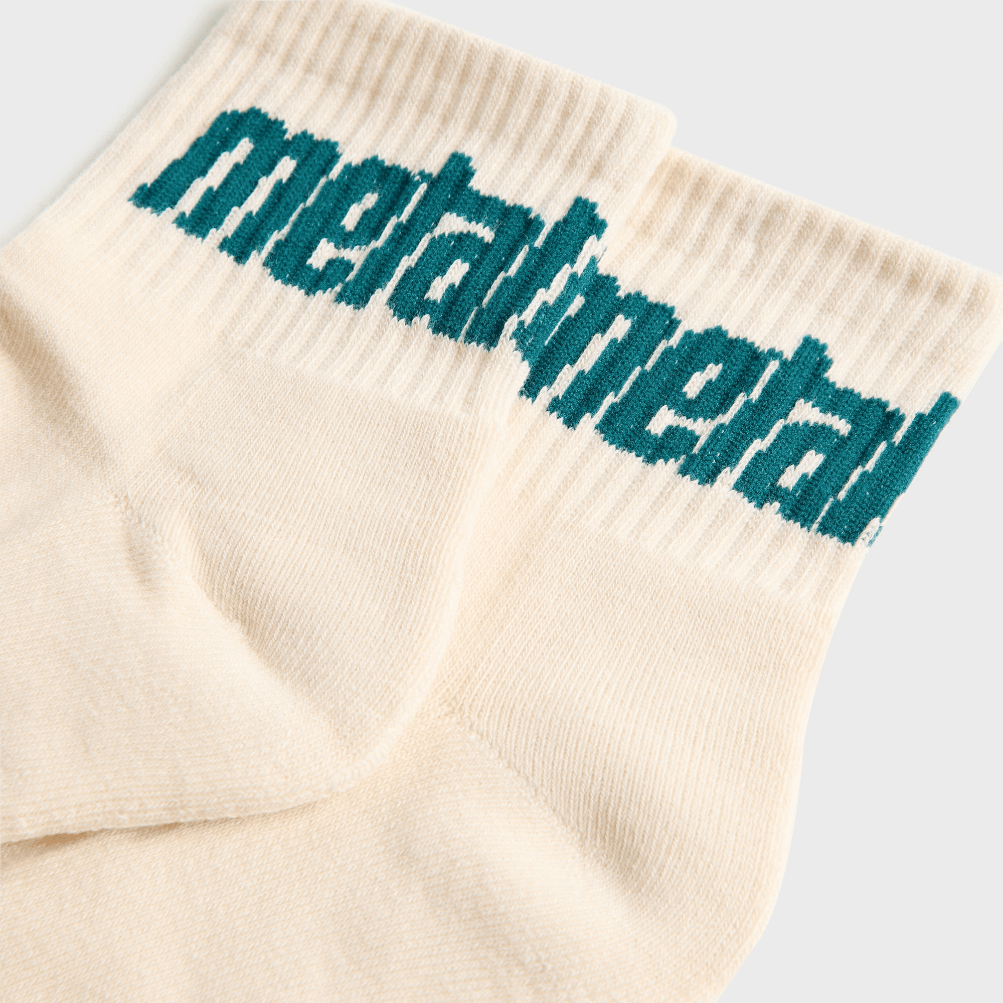Metalwood Metal Logo Quarter Sock - Off-White / Spruce — Image 2