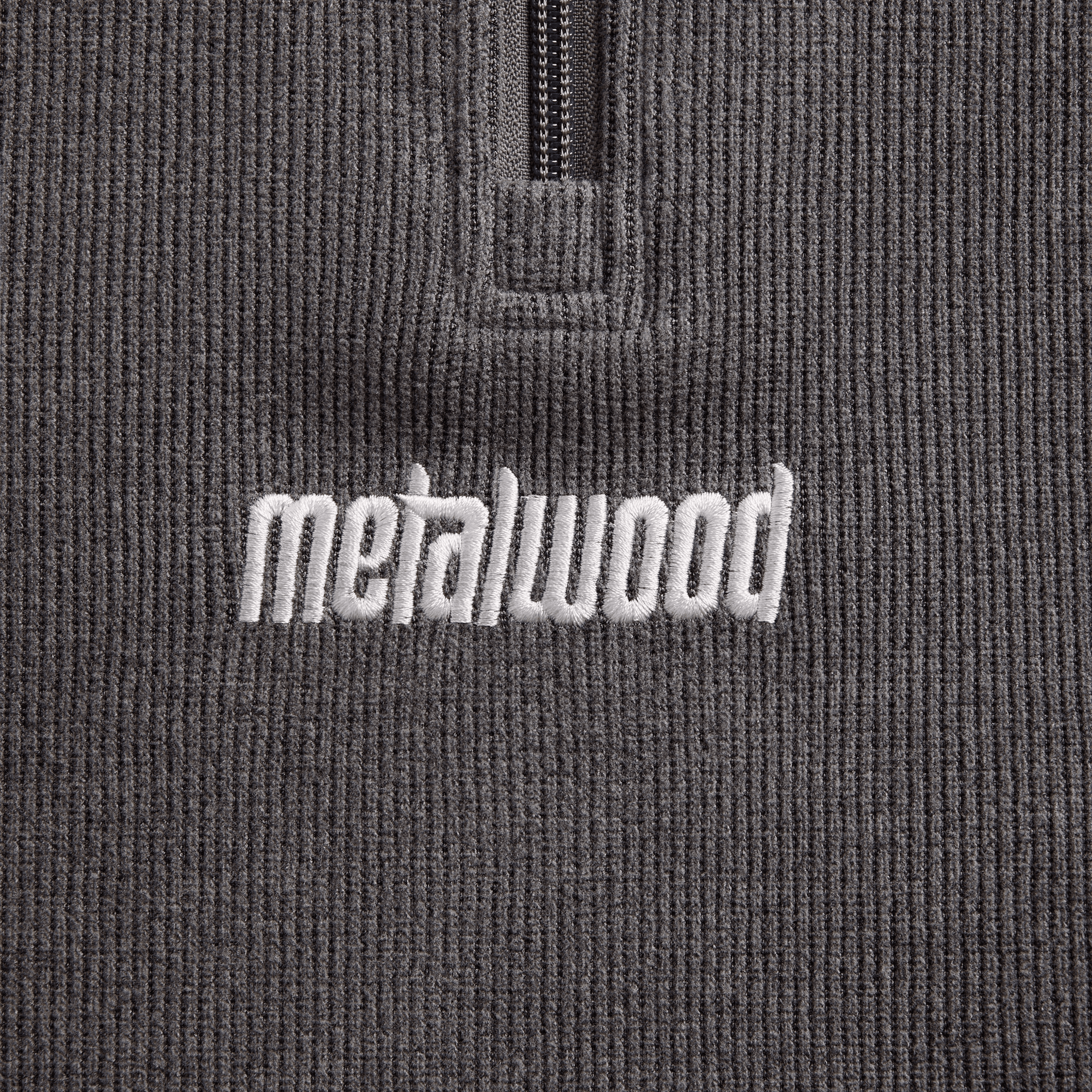 Metalwood Contrast Stitch Quarter Zip Pullover - Charcoal — Image 2