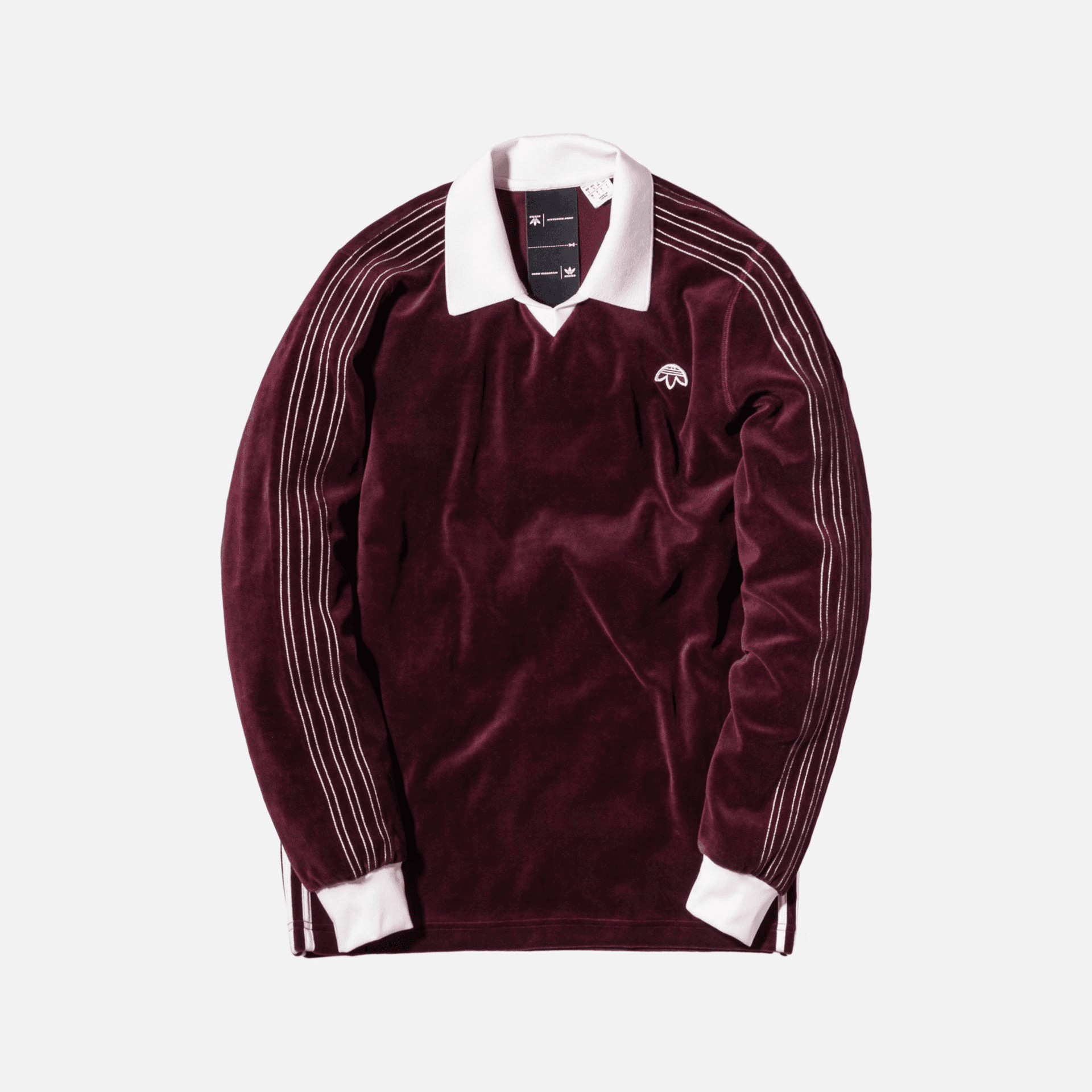 adidas Originals x Alexander Wang Velour L/S Polo - Maroon — Image 2