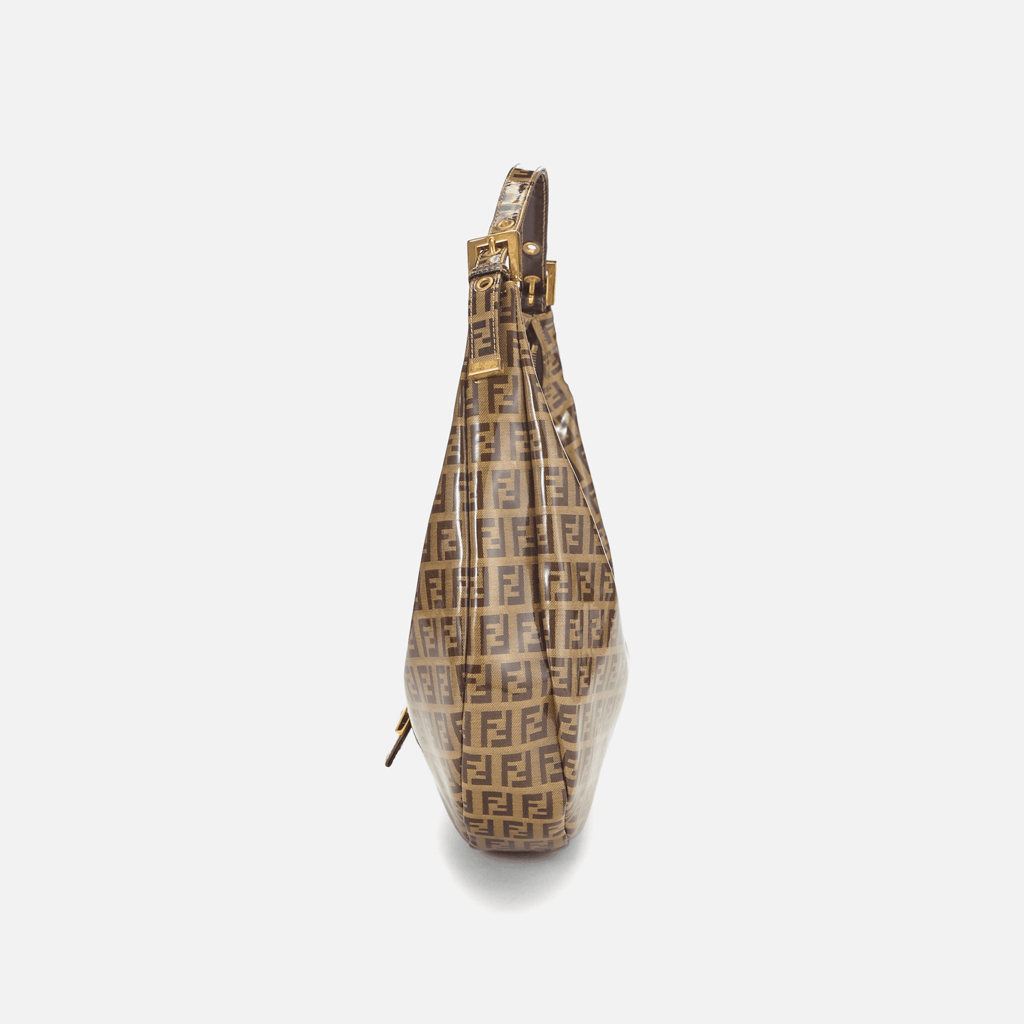 WGACA Fendi Brown Vinyl Crescent Moon Hobo Small - Brown — Image 6