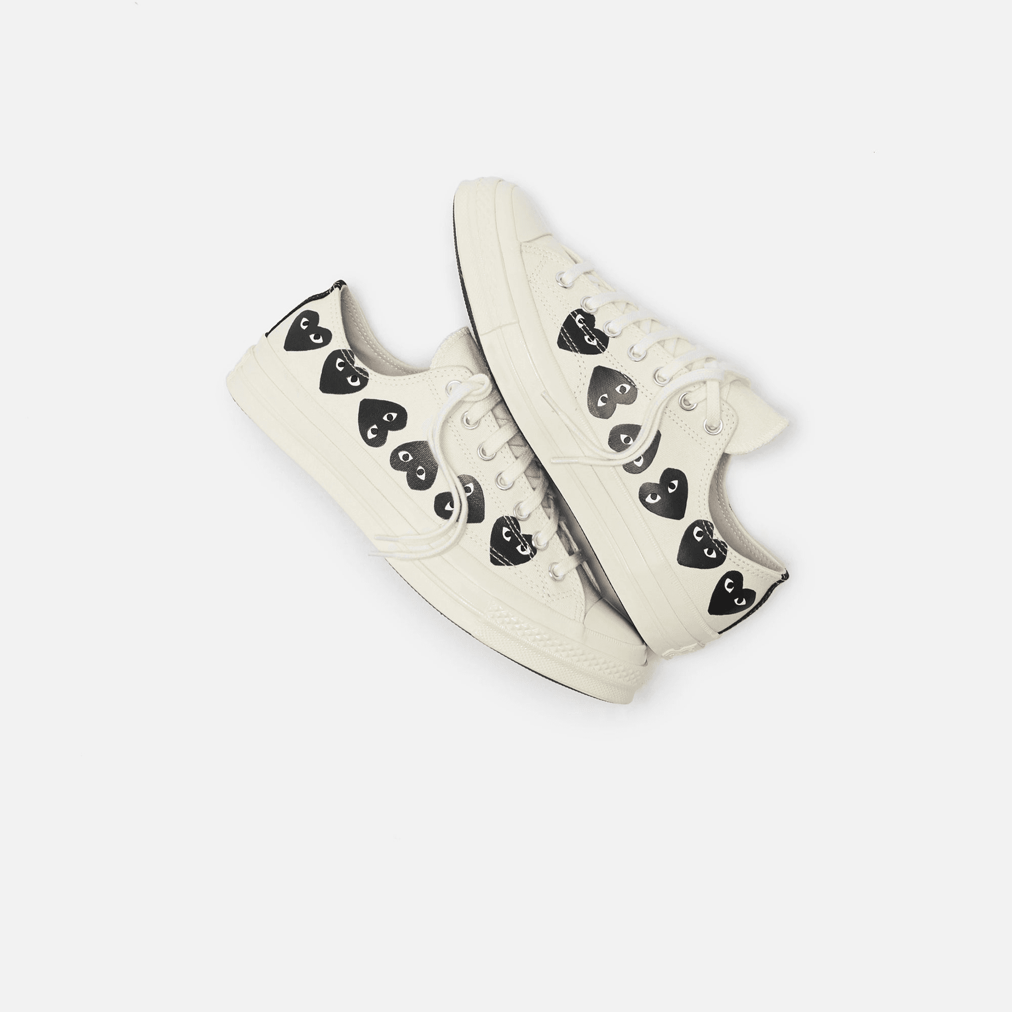 Comme Des Garçons Play x Converse Multi Heart Low Top - Beige / Black — Image 3