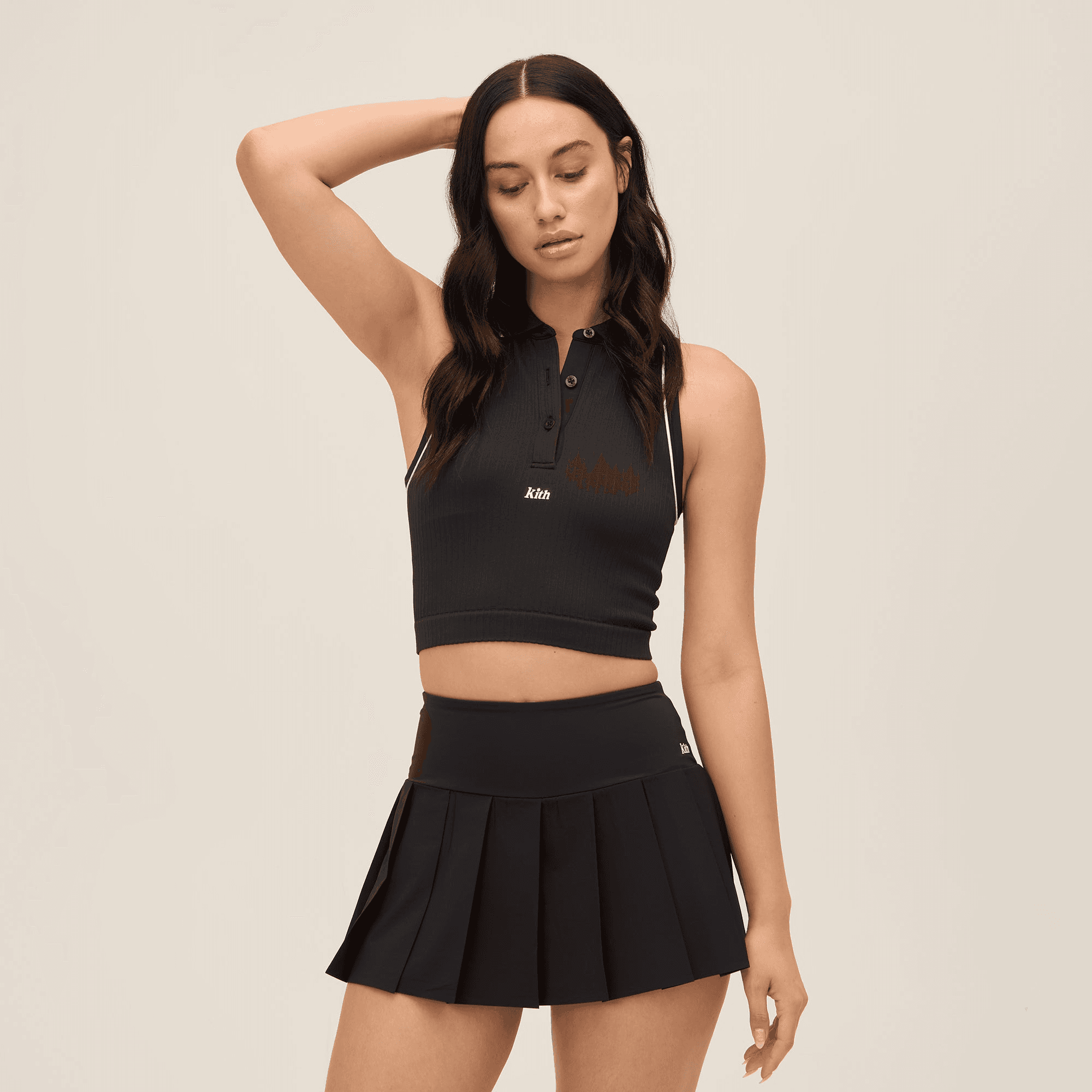 Kith Women for Wilson Classic Cropped Polo - Black — Image 4
