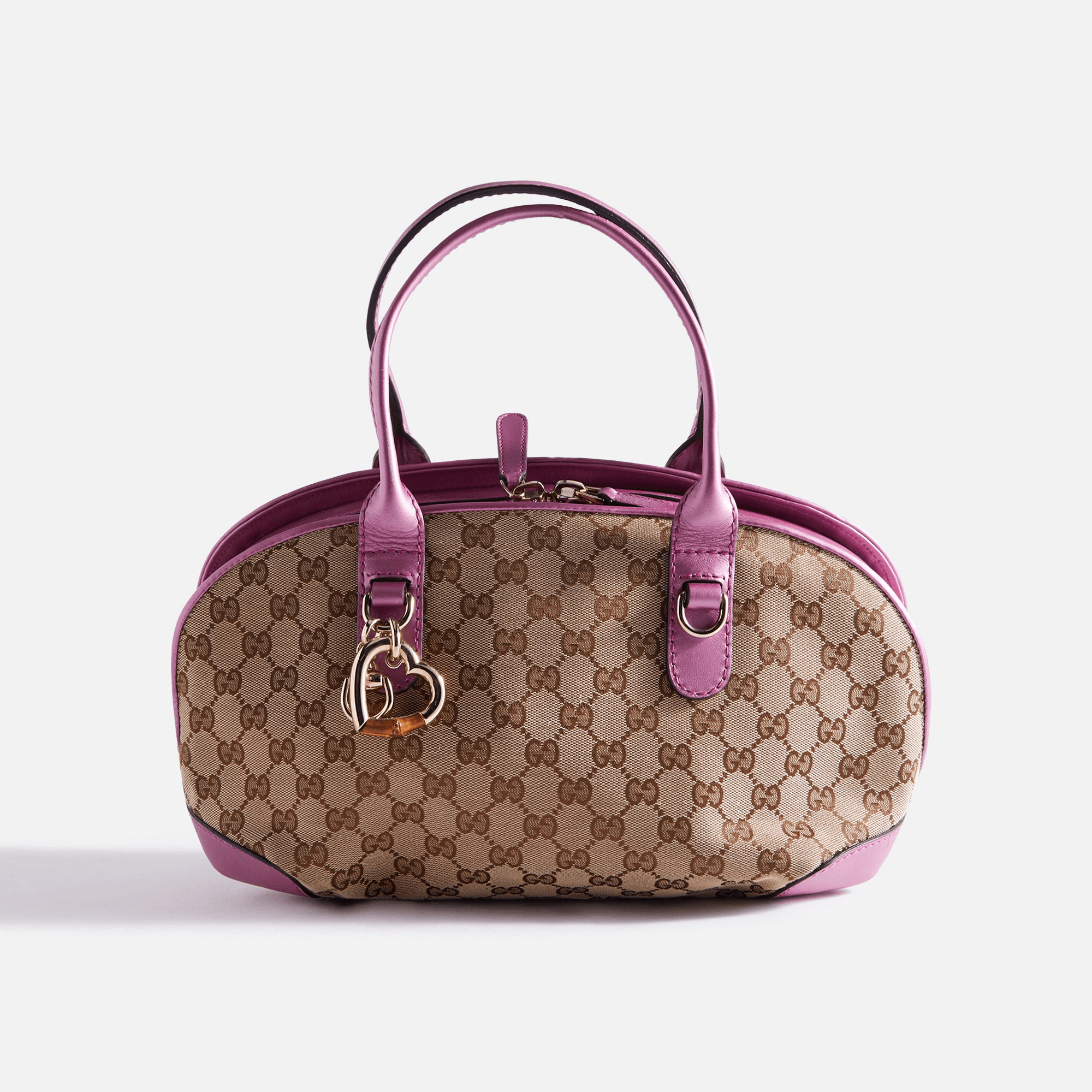 WGACA Gucci Canvas Heart Bit Hand Bag - Pink