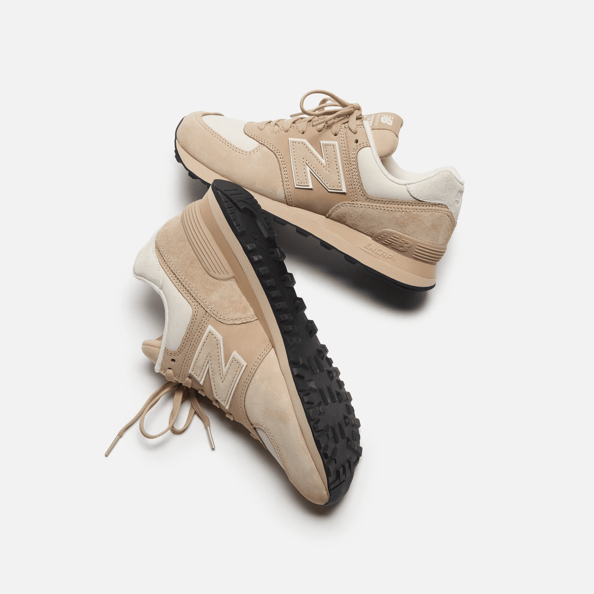 CDG Pocket New Balance x Junya Watanabe 574 Pig Suede Nubuck - Beige — Image 3
