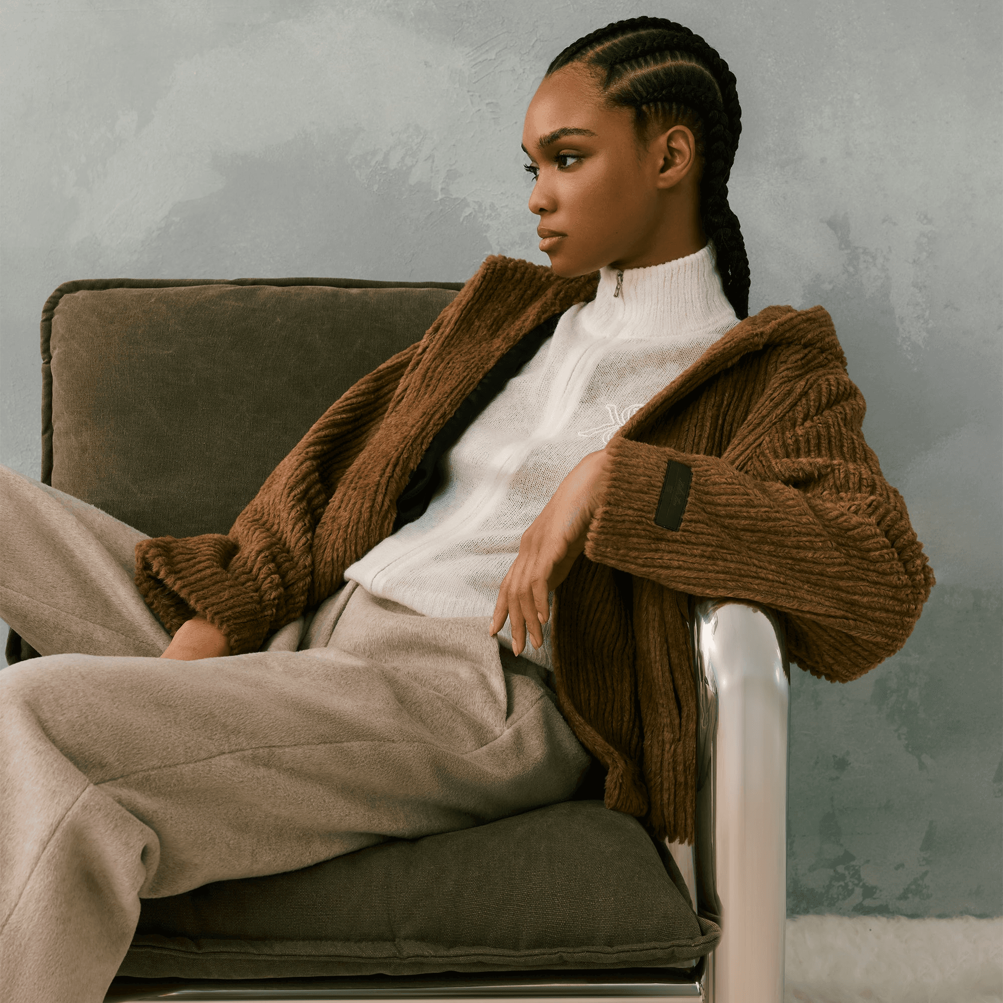 Kith Women Harlyn Hooded Fur Jacket - Millet — Image 5