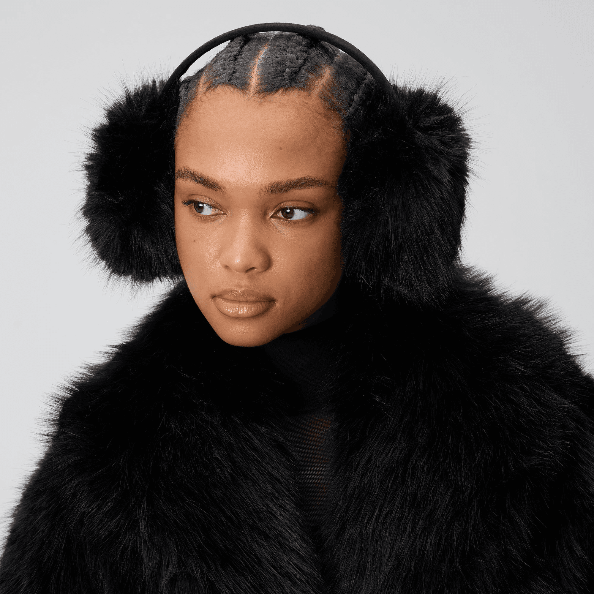 Kith Women Faux Fur Shaggy Ear Muff - Black — Image 3
