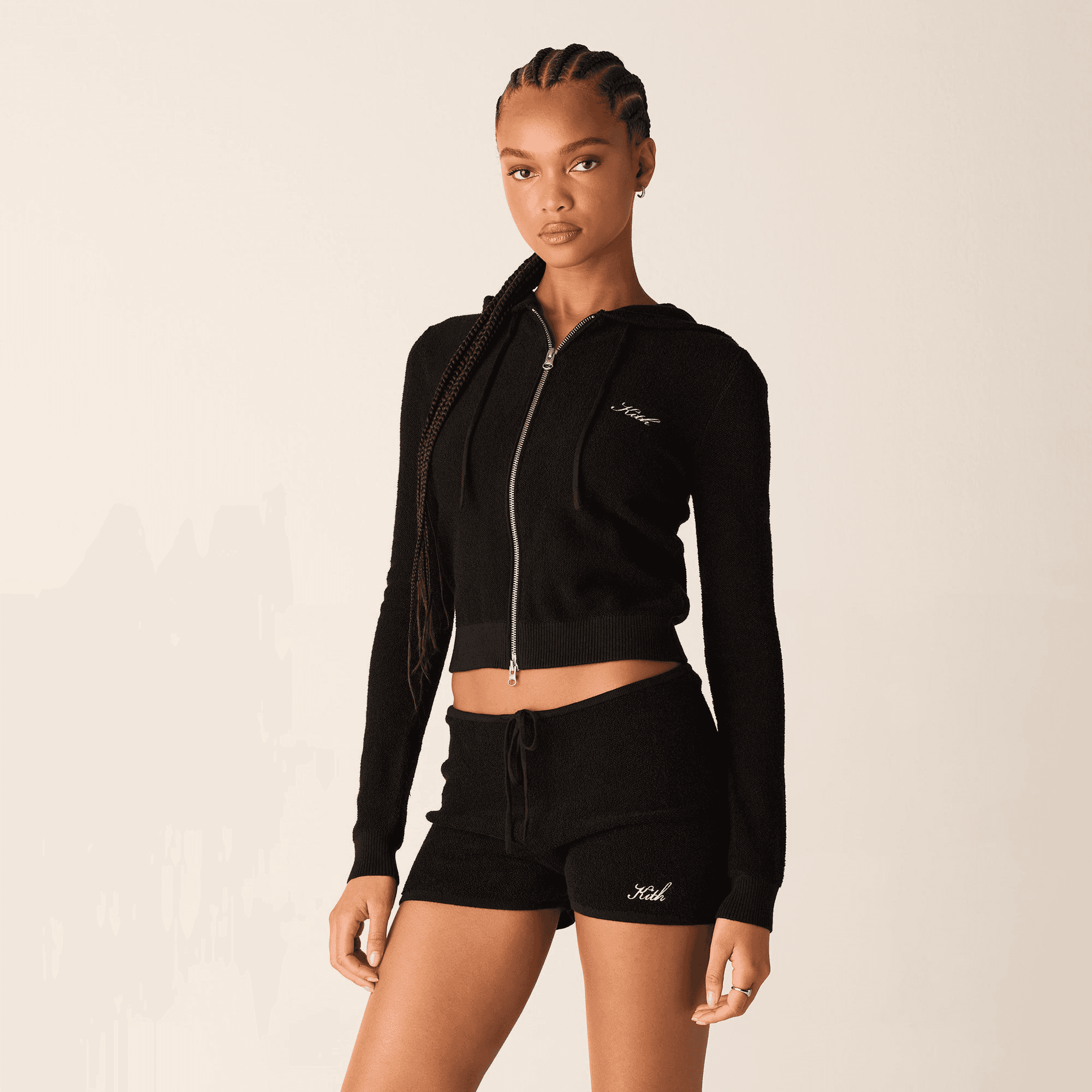Kith Women Adley Shrunken Sweater Hoodie - Black — Image 4