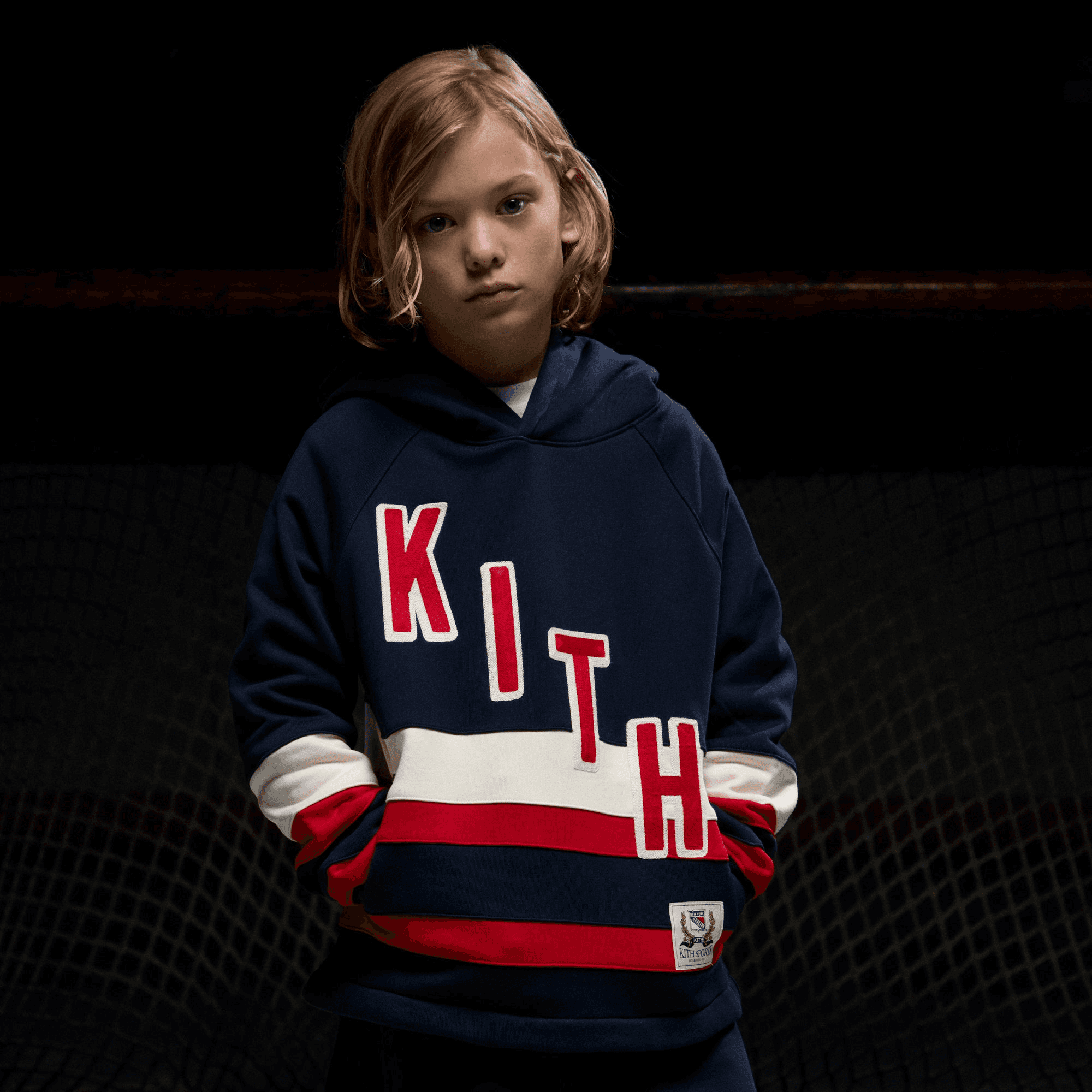 Kith Kids for the New York Rangers Skewed Vintage Delk Hoodie - Nocturnal — Image 6