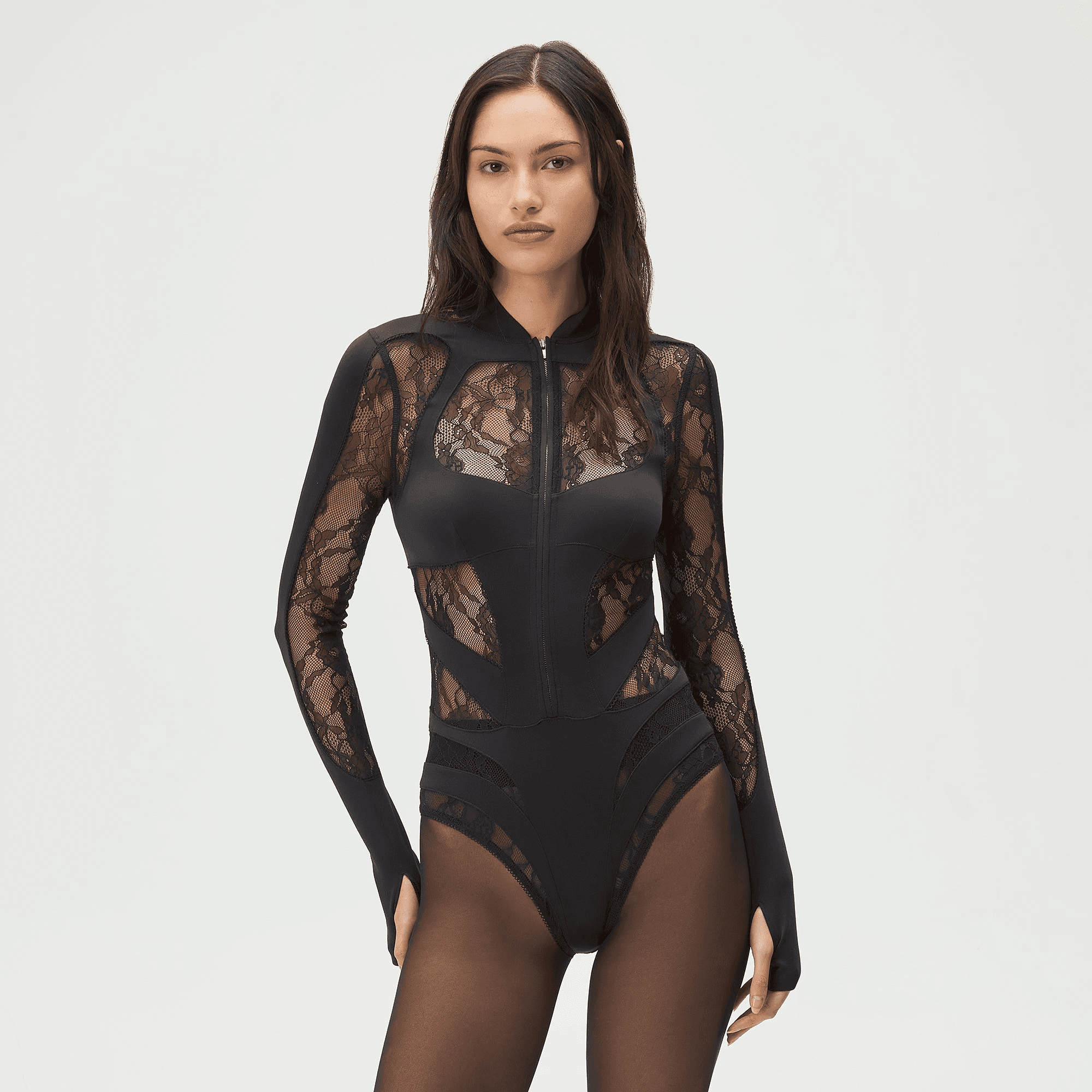 Lisa for Kith Women Vier Lace Paneled Bodysuit - Black — Image 5