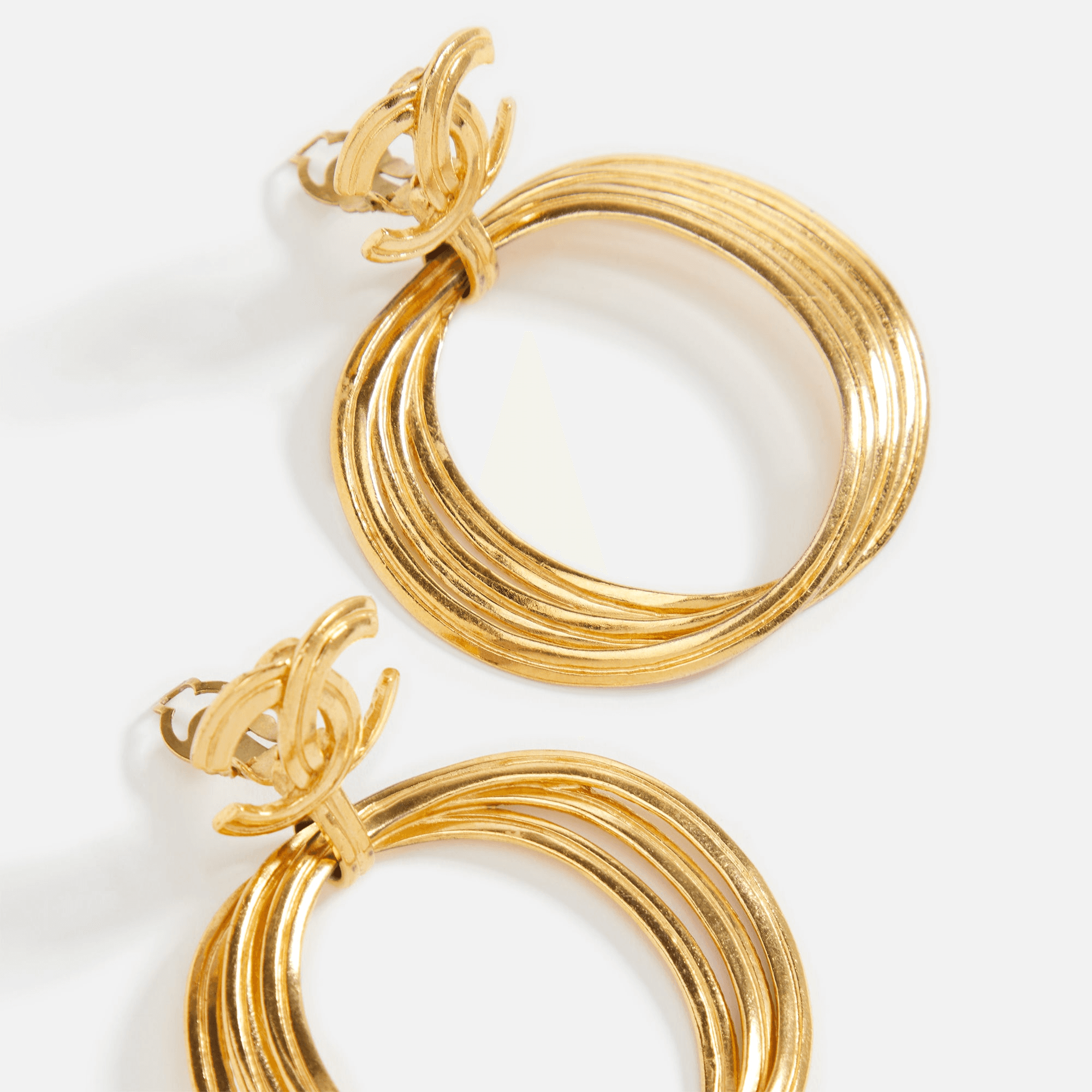 WGACA Chanel CC 3Hoop Overlap Earrings - Gold — Image 2