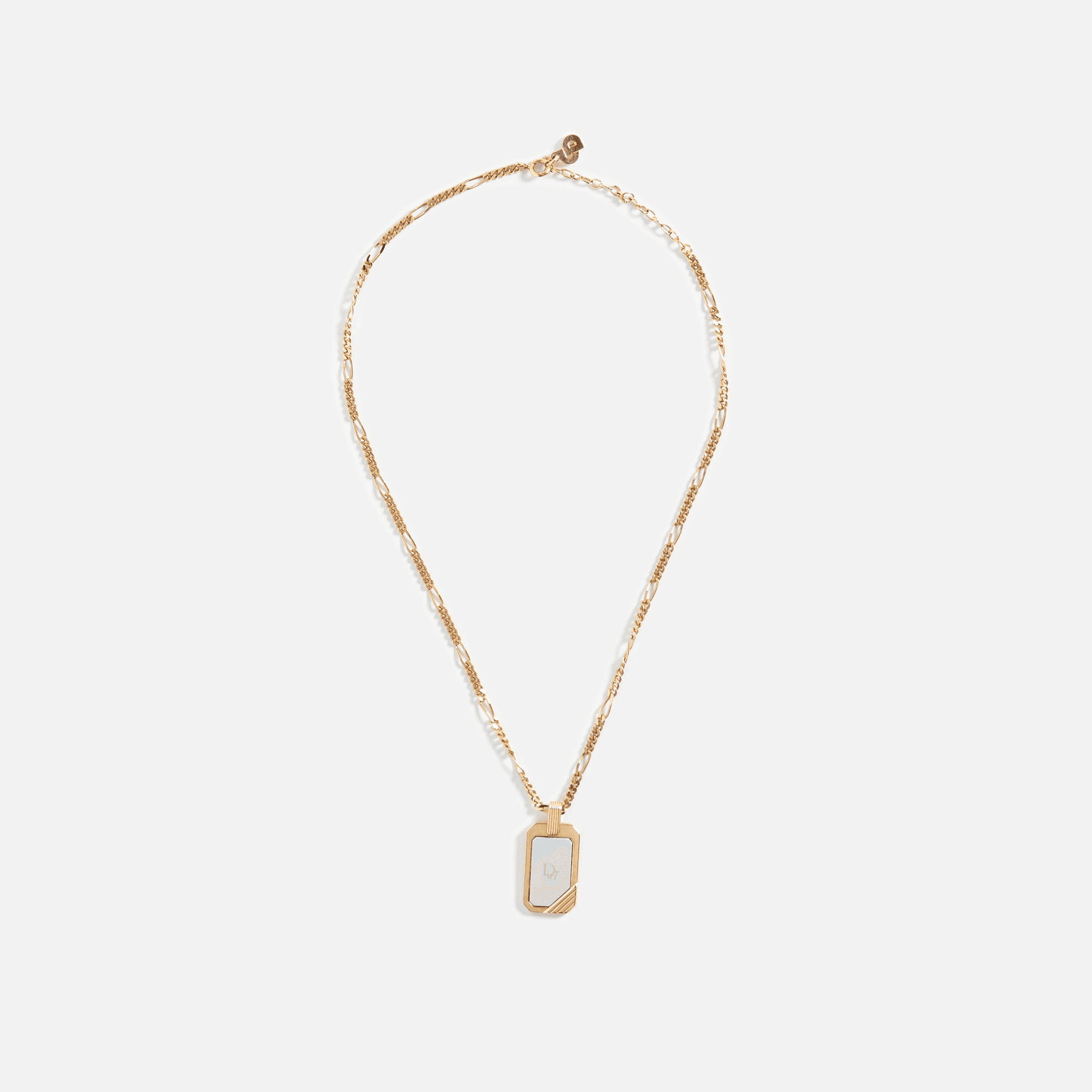 WGACA Dior Dog Tag Necklace - Gold