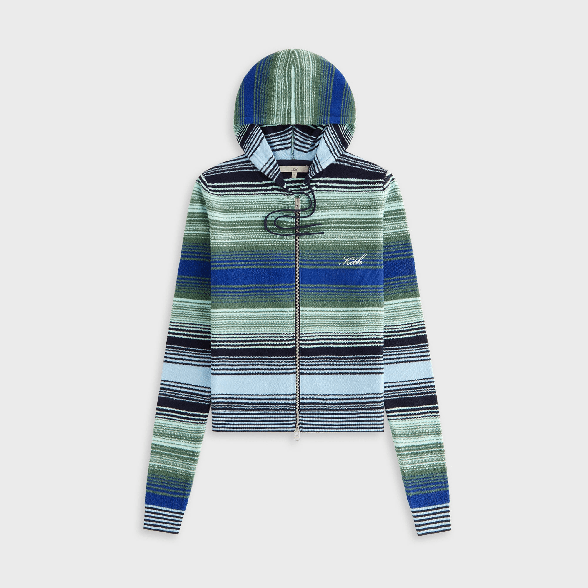 Kith Women Adley Shrunken Multi Sweater Hoodie - Celeste