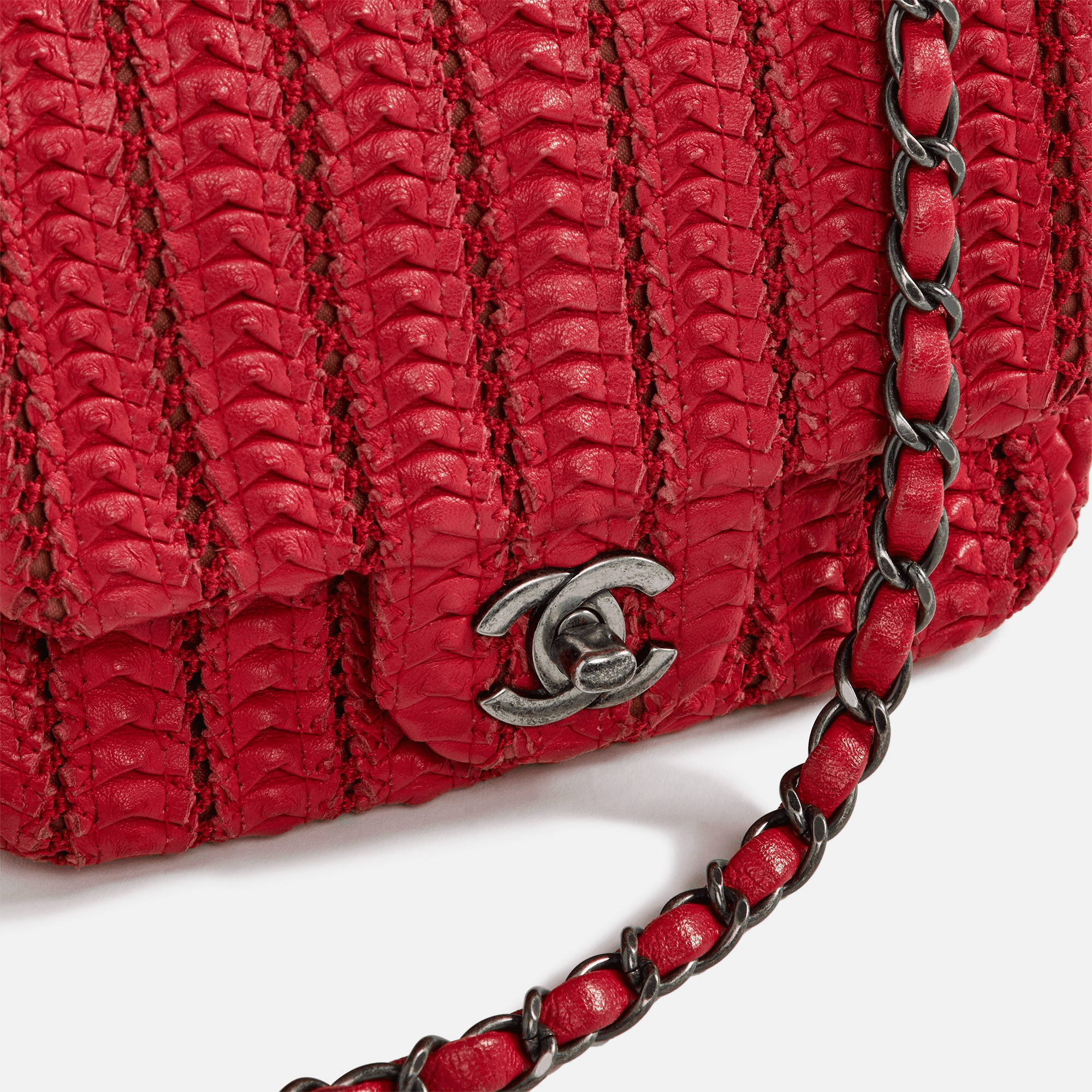 WGACA Chanel Woven Half Flap Mini Bag - Red — Image 2