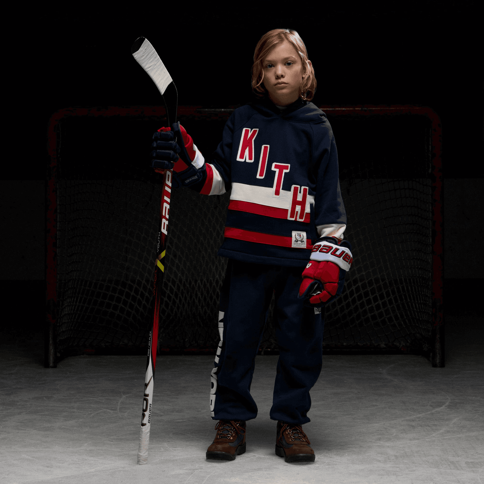 Kith Kids for the New York Rangers Skewed Vintage Delk Hoodie - Nocturnal — Image 5