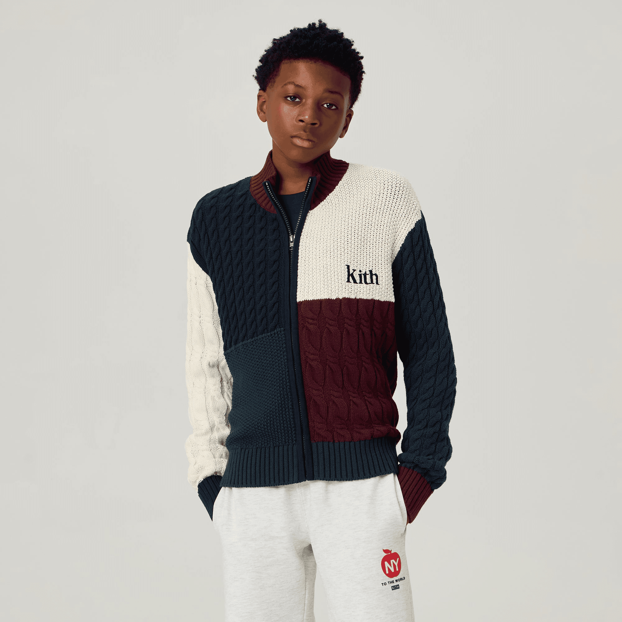 Kith Kids Color-Block Wyona Full Zip Sweater - Stadium — Image 5