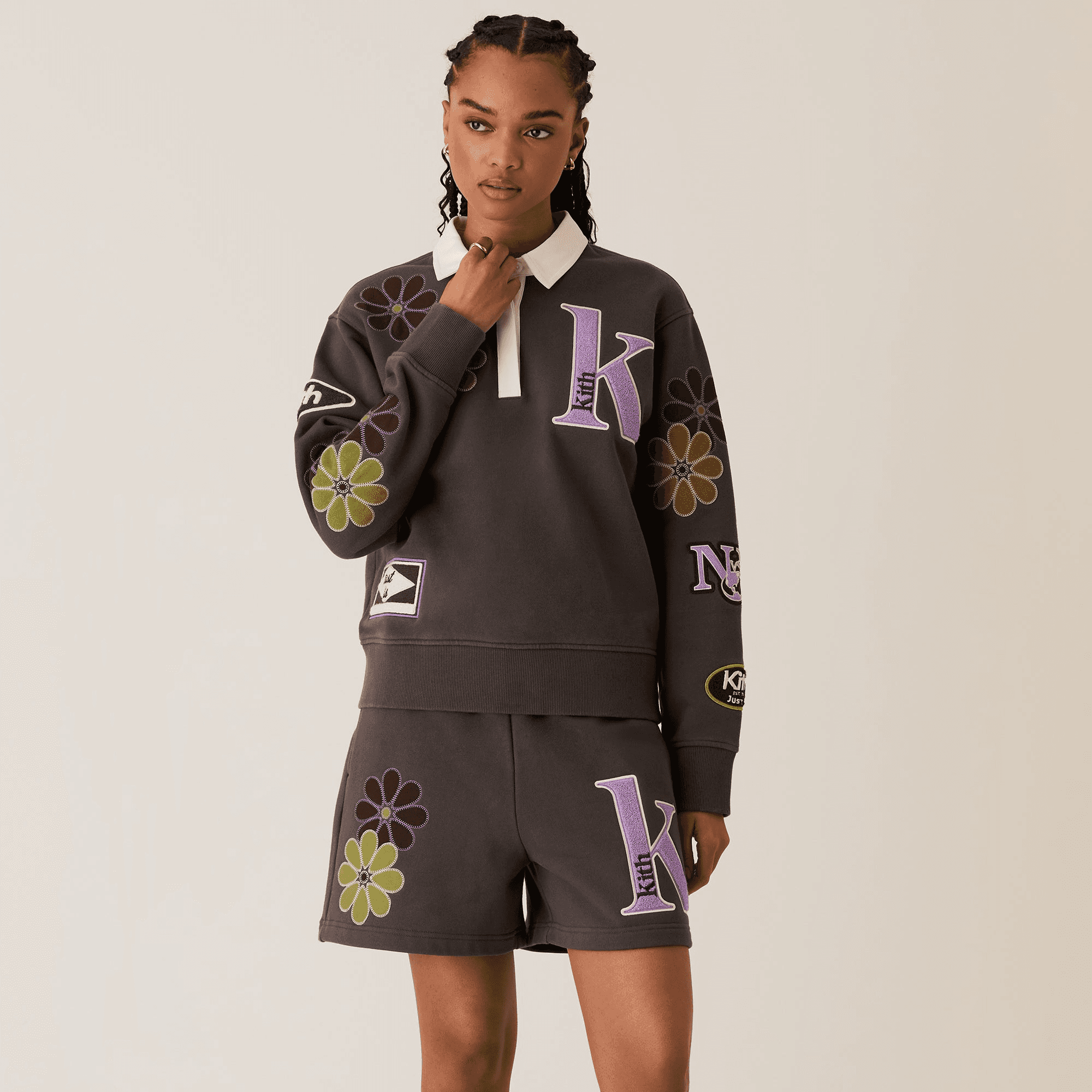 Kith Women Rayne Floral Sweatshort - Hematite — Image 6