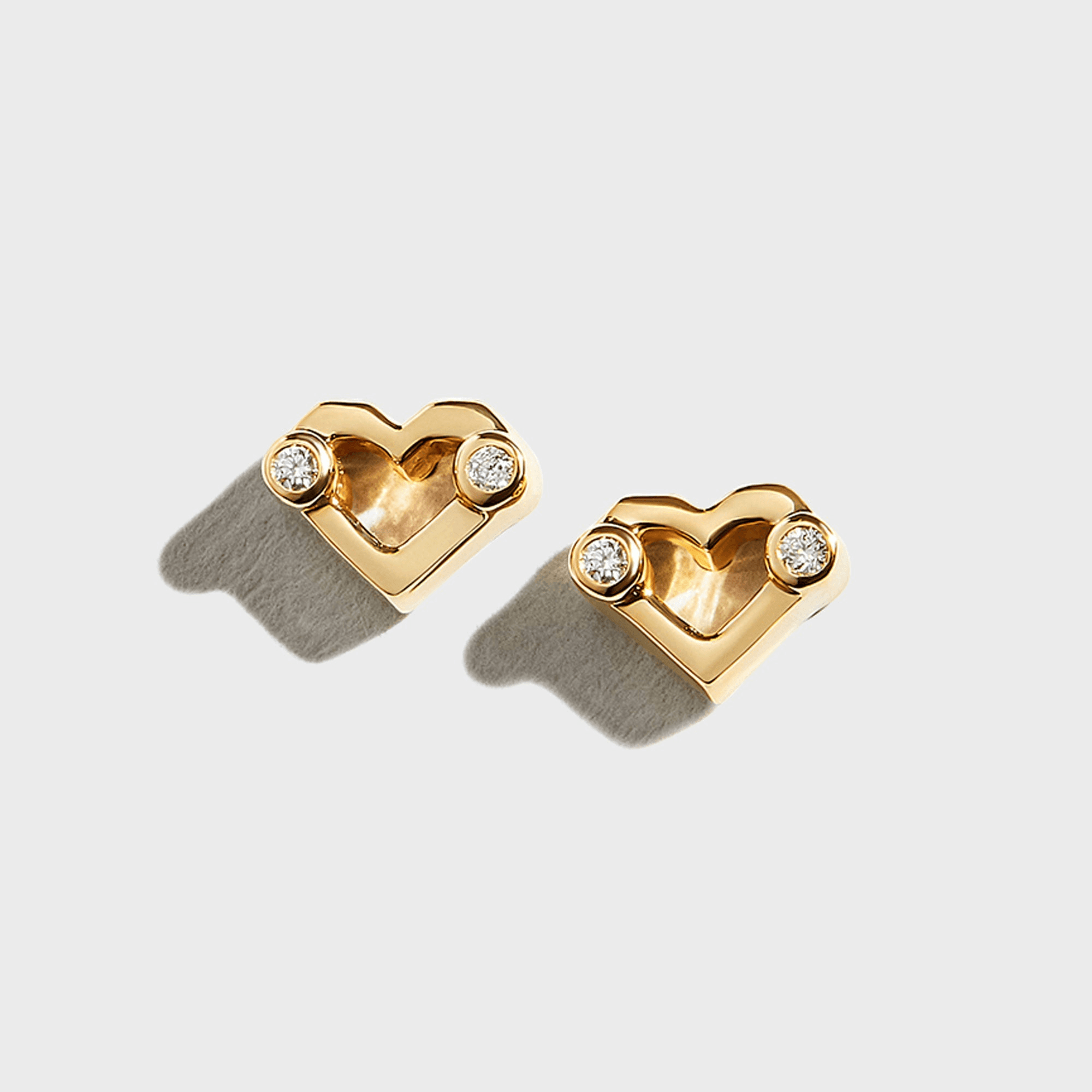 Greg Yuna Umlaut Heart Stud Earrings - Gold