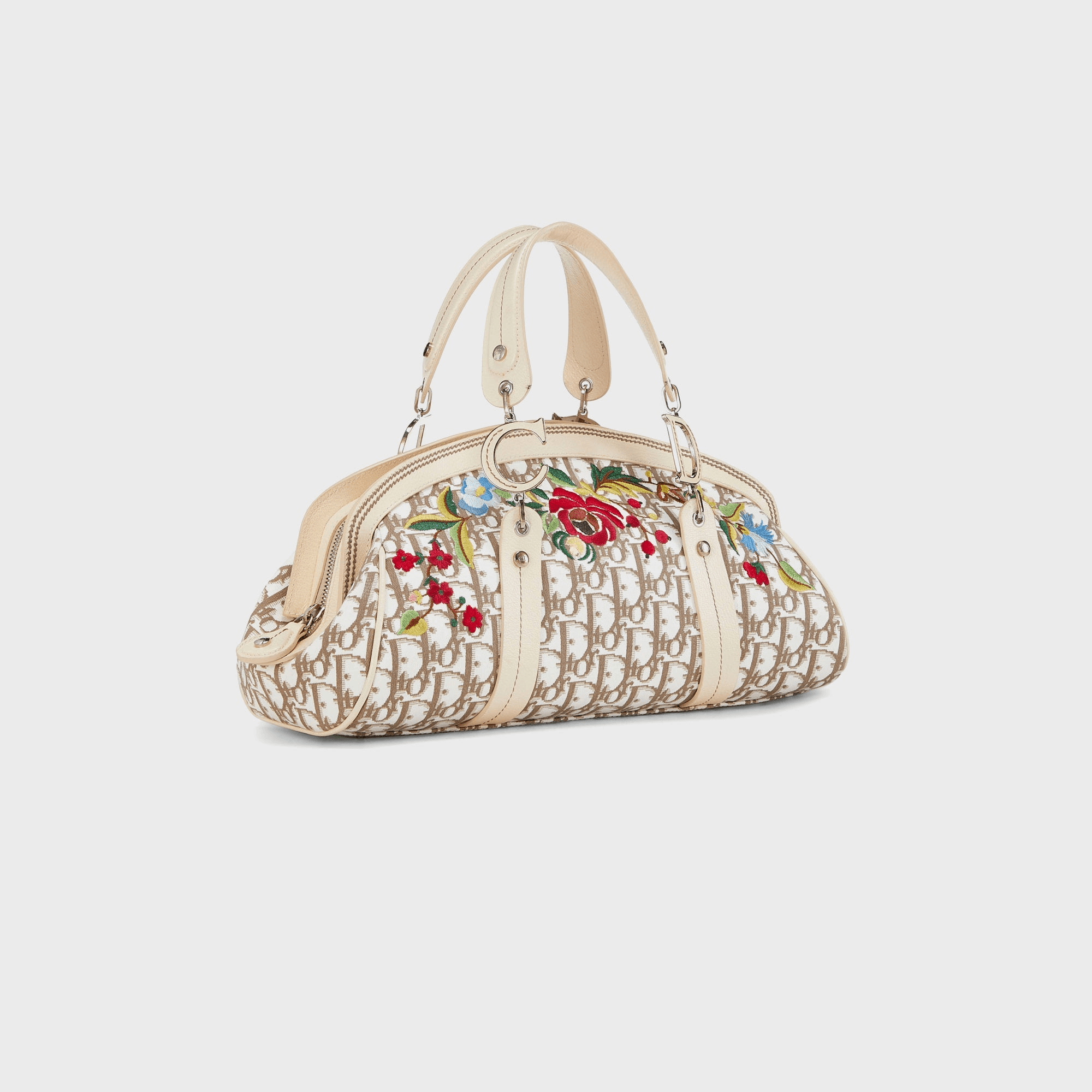 WGACA Dior Embroidered Floral Handbag Small - Beige — Image 3