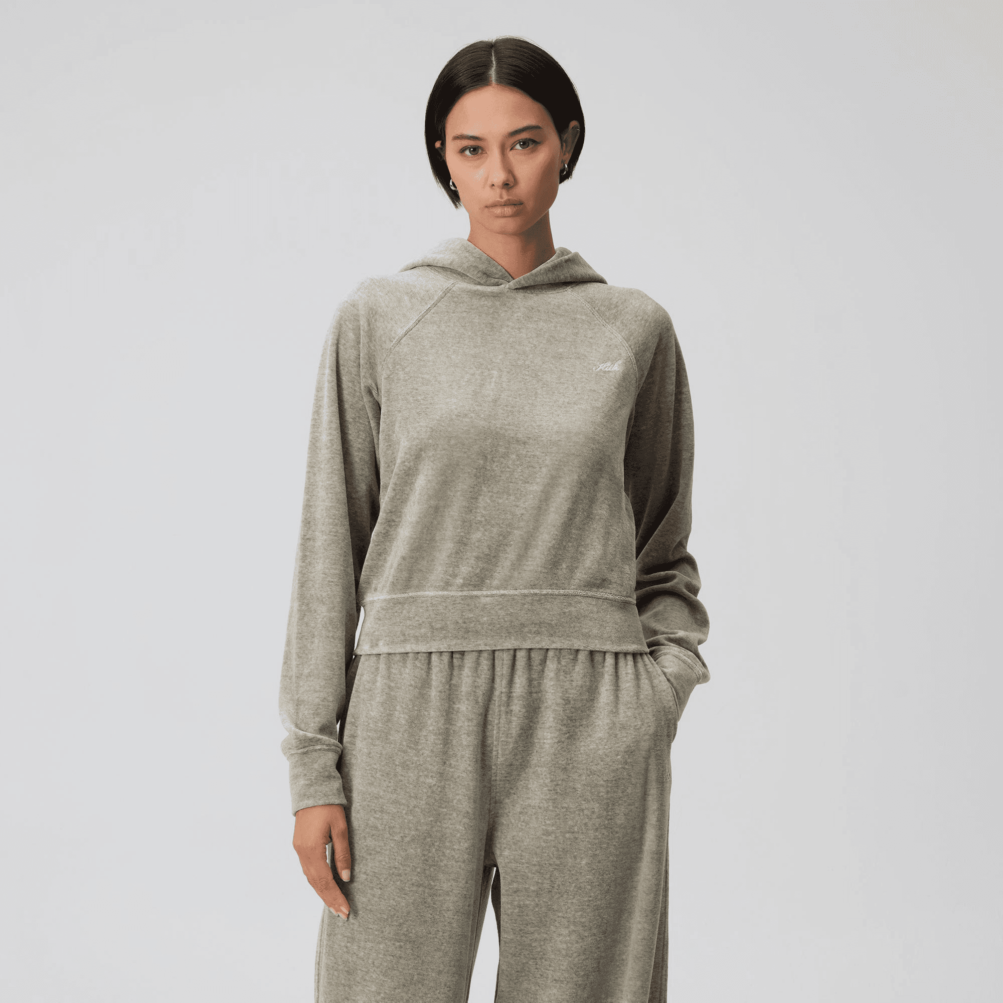Kith Women Tatum Velour Hoodie - Light Heather Grey — Image 5