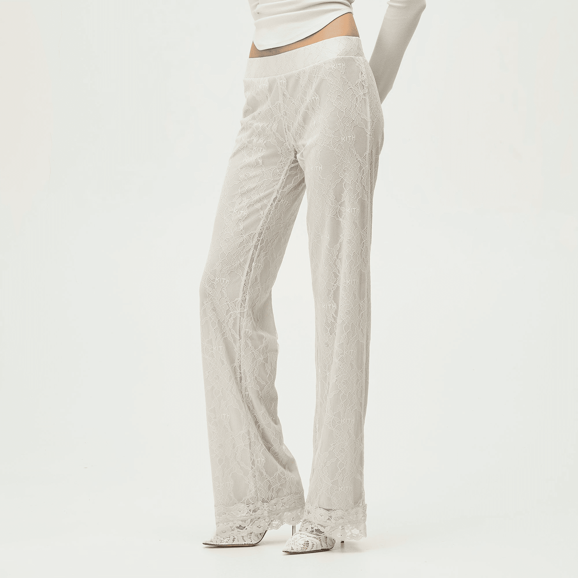 Lisa for Kith Women Elise Lace Low Rise Pant - Tin — Image 4