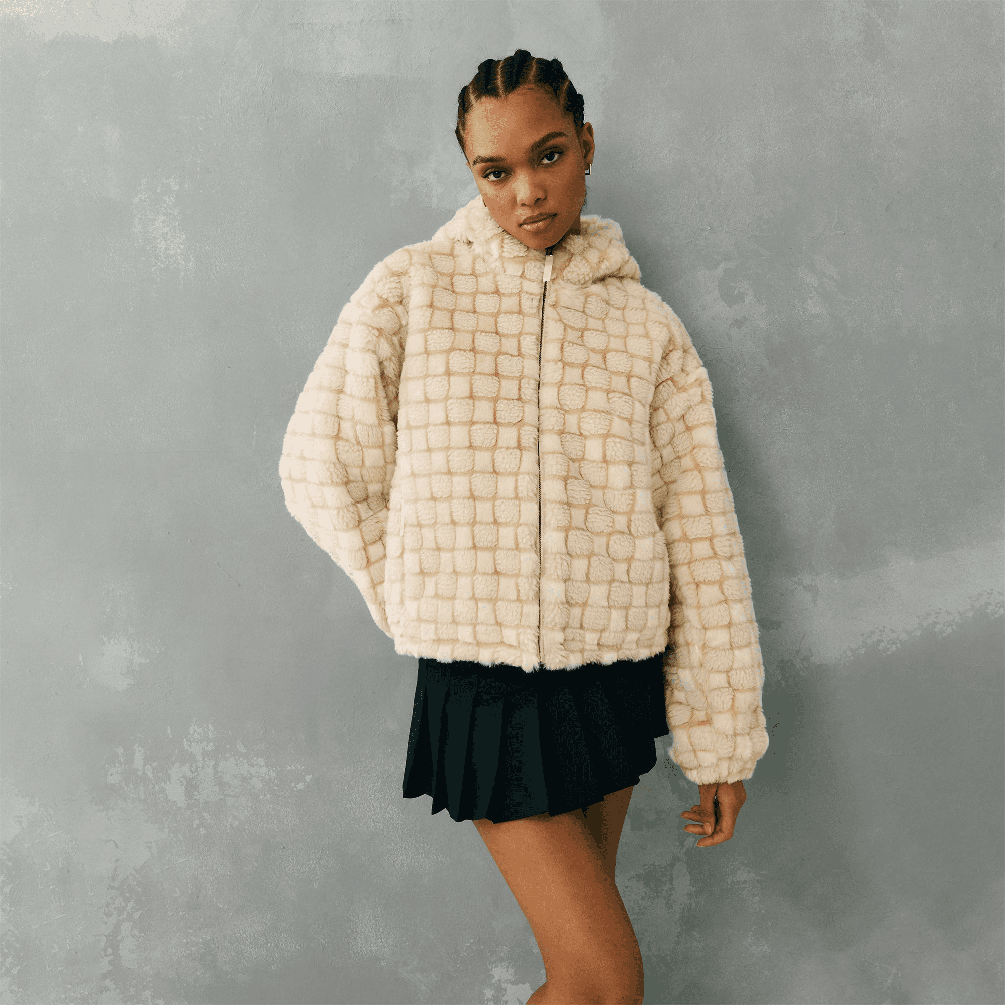 Kith Women Toshi Checked Teddy Bomber - Veil — Image 5