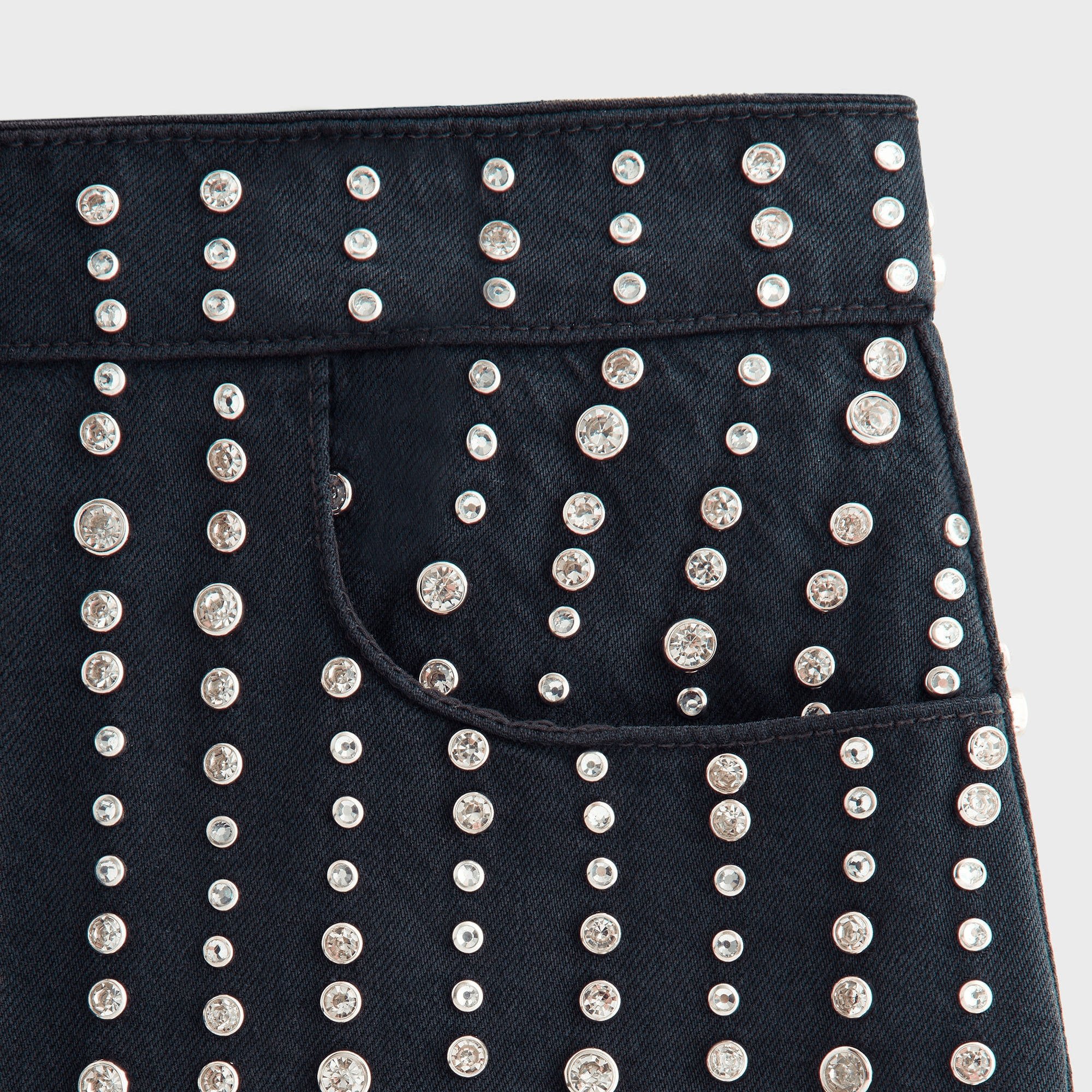 Lisa for Kith Women Nari Studded Denim Mini Skirt - Black — Image 2