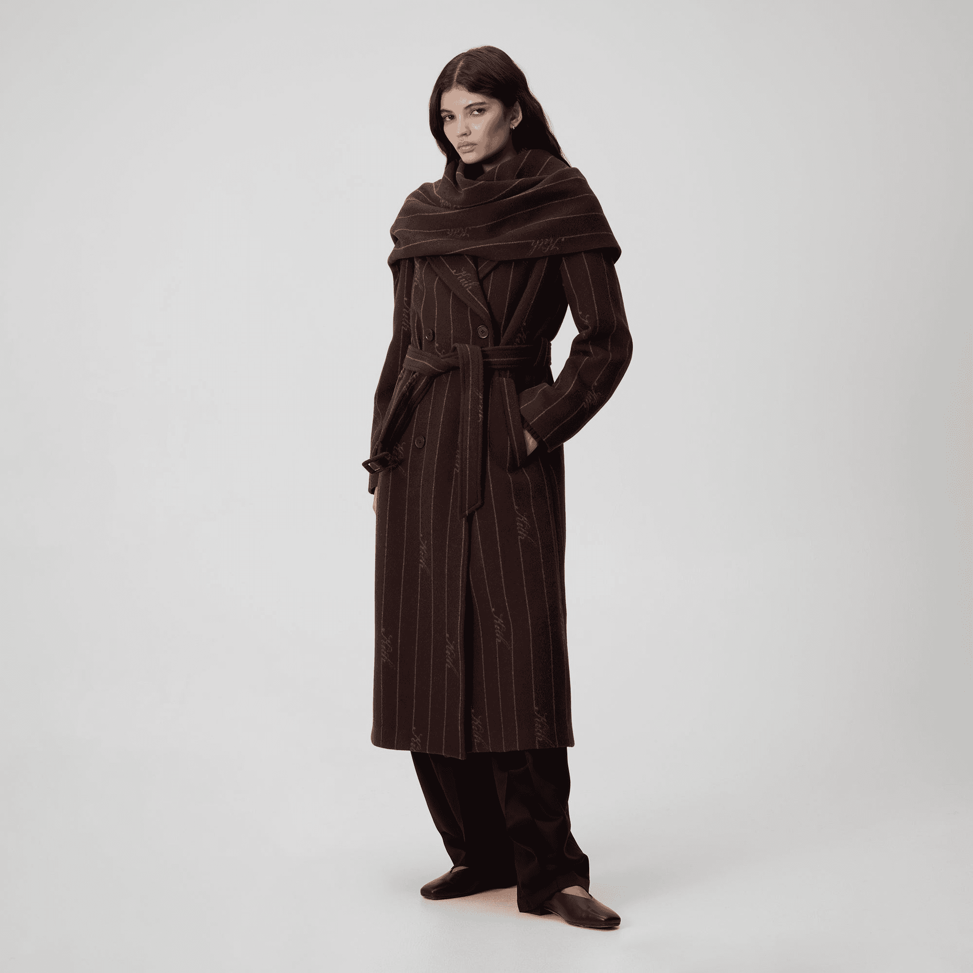 Kith Women Maeva Melton Stripe Scarf Coat - Incognito — Image 10