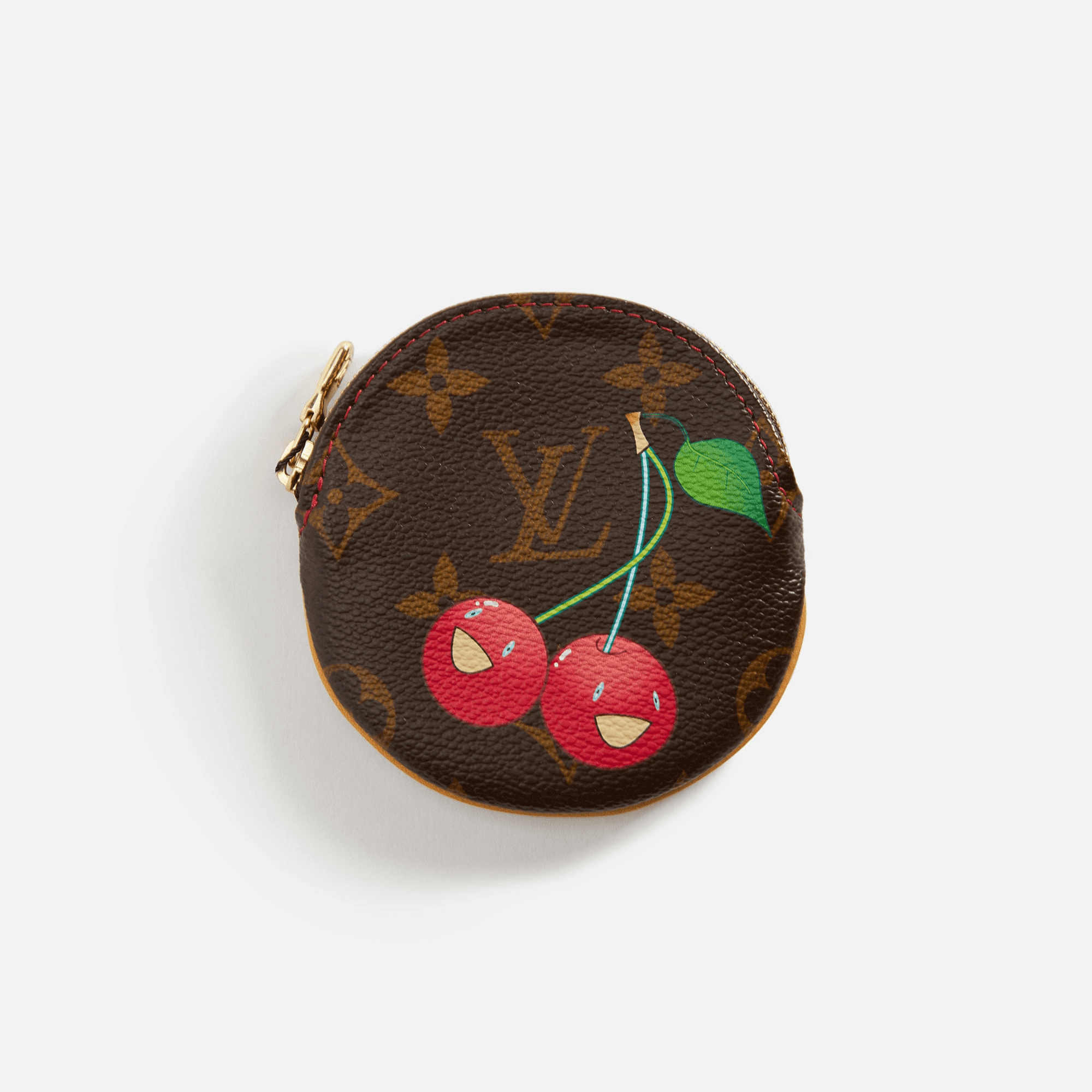 WGACA Louis Vuitton x Takashi Murakami Cherry Porte Monnaie Round Coin Purse - Brown