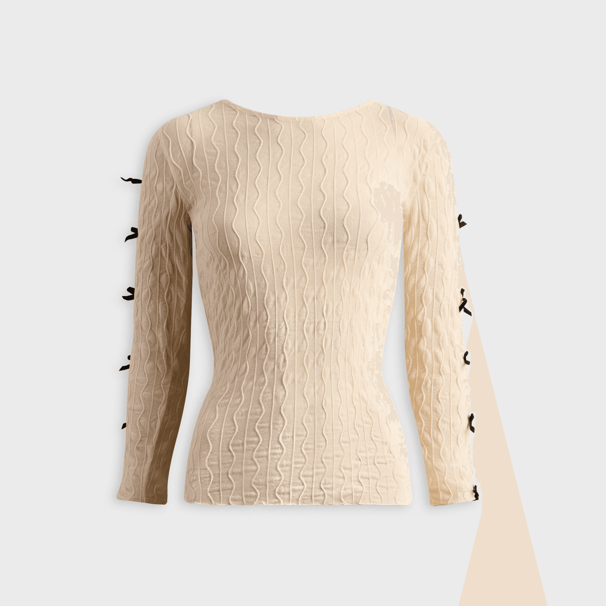 Second Skin Ross Bow Mockneck Top - Cream / Black Bows