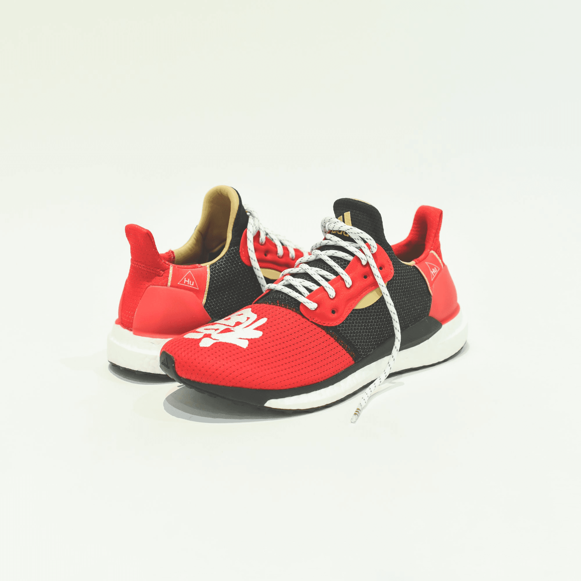 adidas x Pharrell Williams CNY Solar HU - Scarlet / White / Black / Met Gold — Image 4