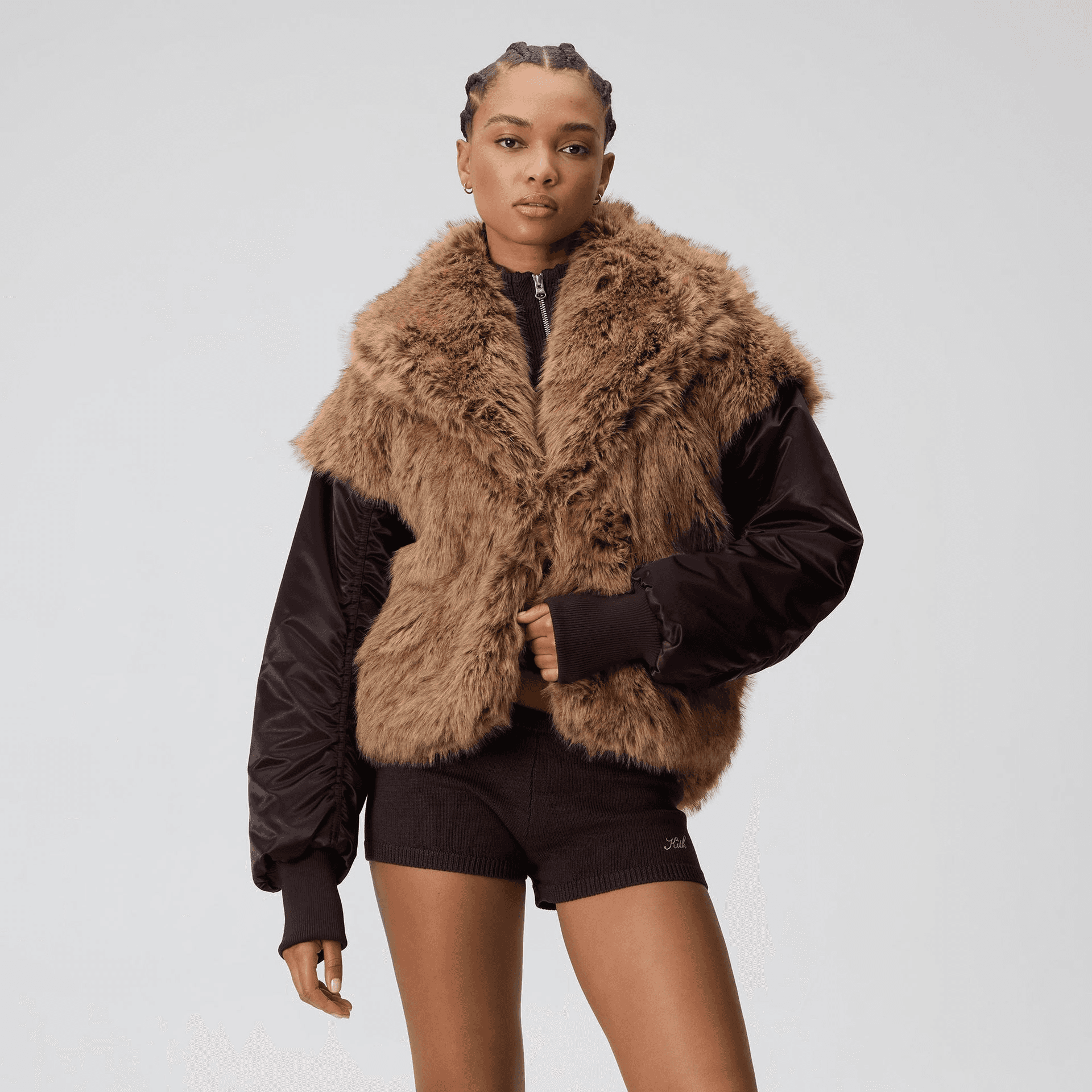 Kith Women Senna Faux Fur Reversible Bomber - Incognito — Image 4