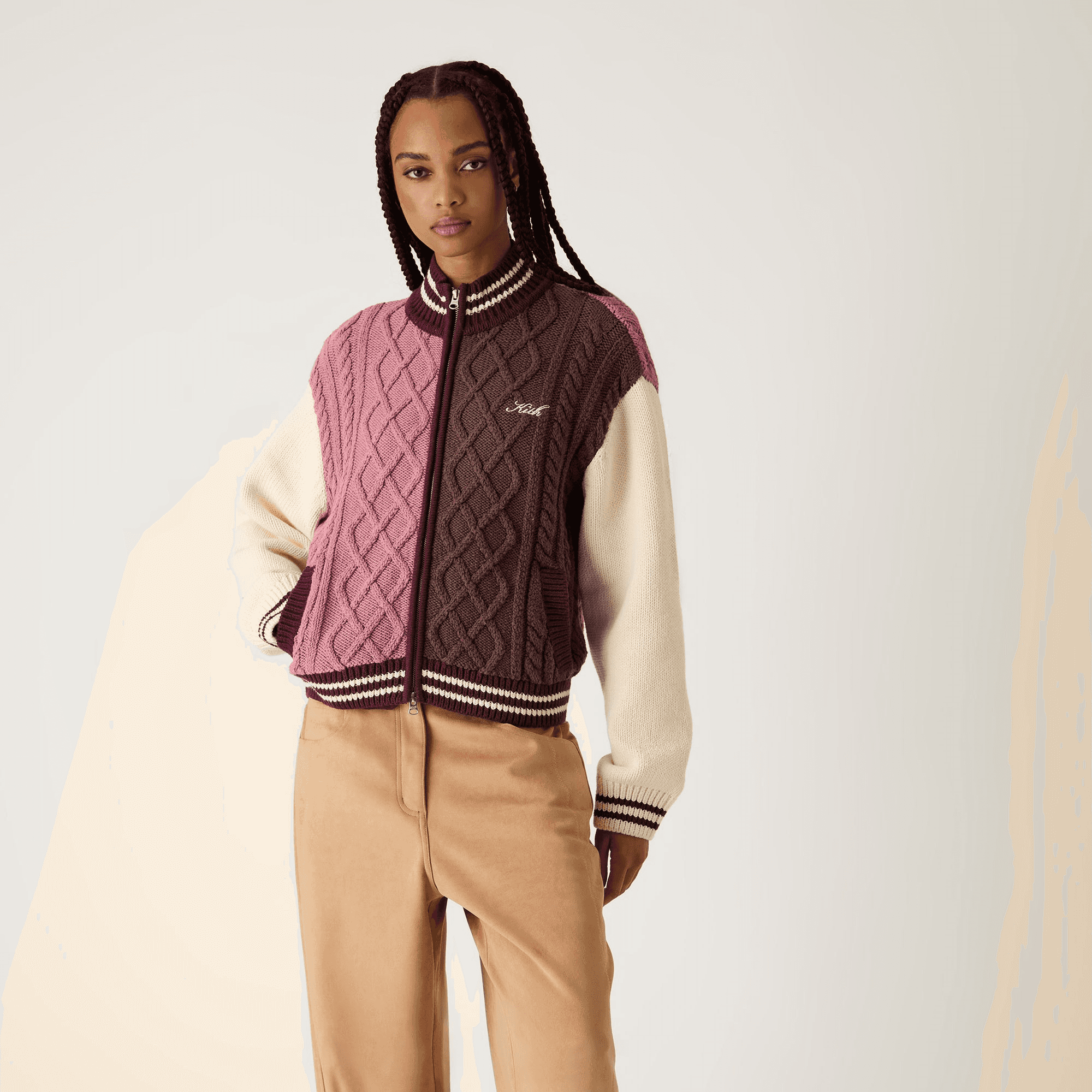 Kith Women Wyler Blocked Full Zip Sweater - Pink Opal — Image 8