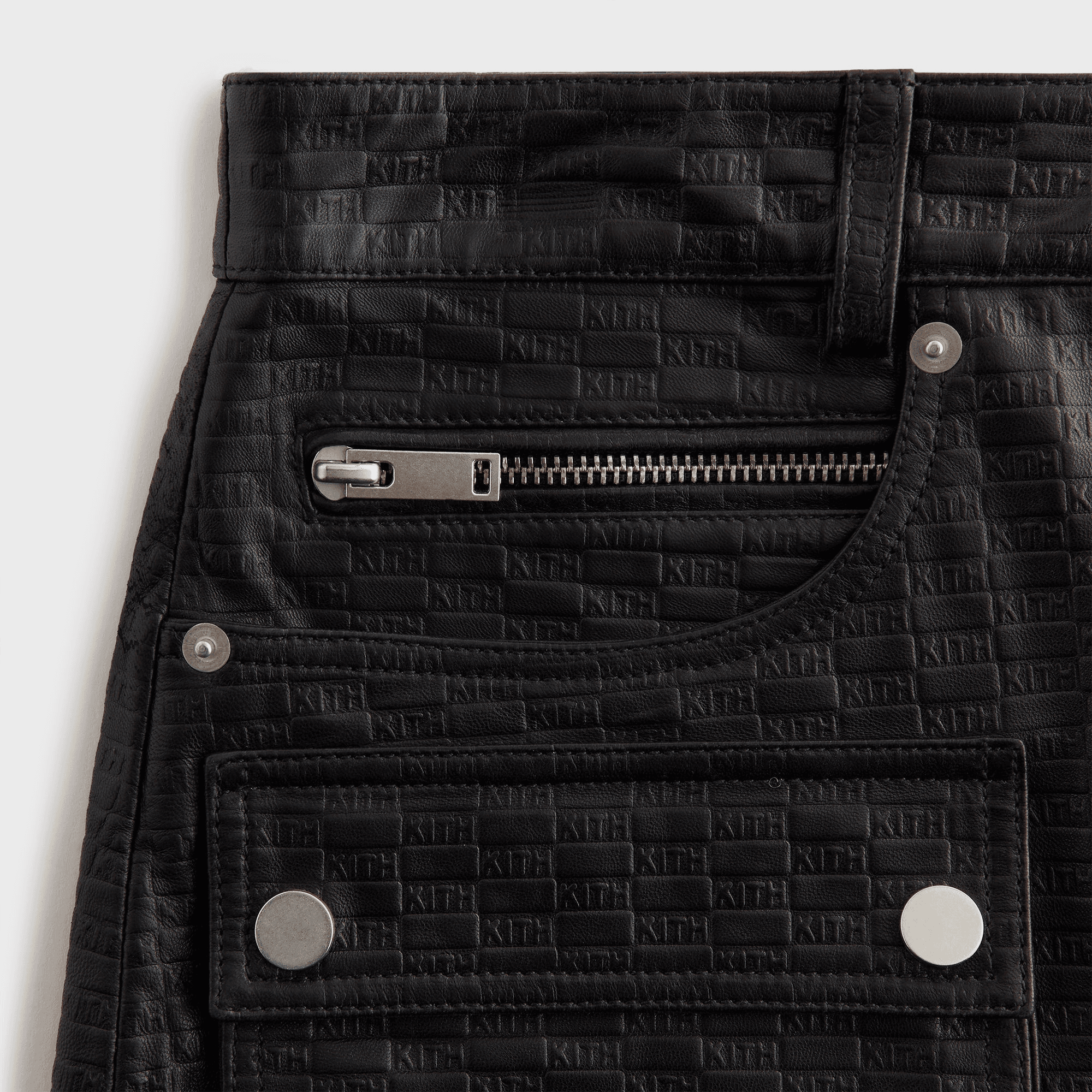 Lisa for Kith Women Nari Monogram Leather Mini Skirt - Black — Image 3
