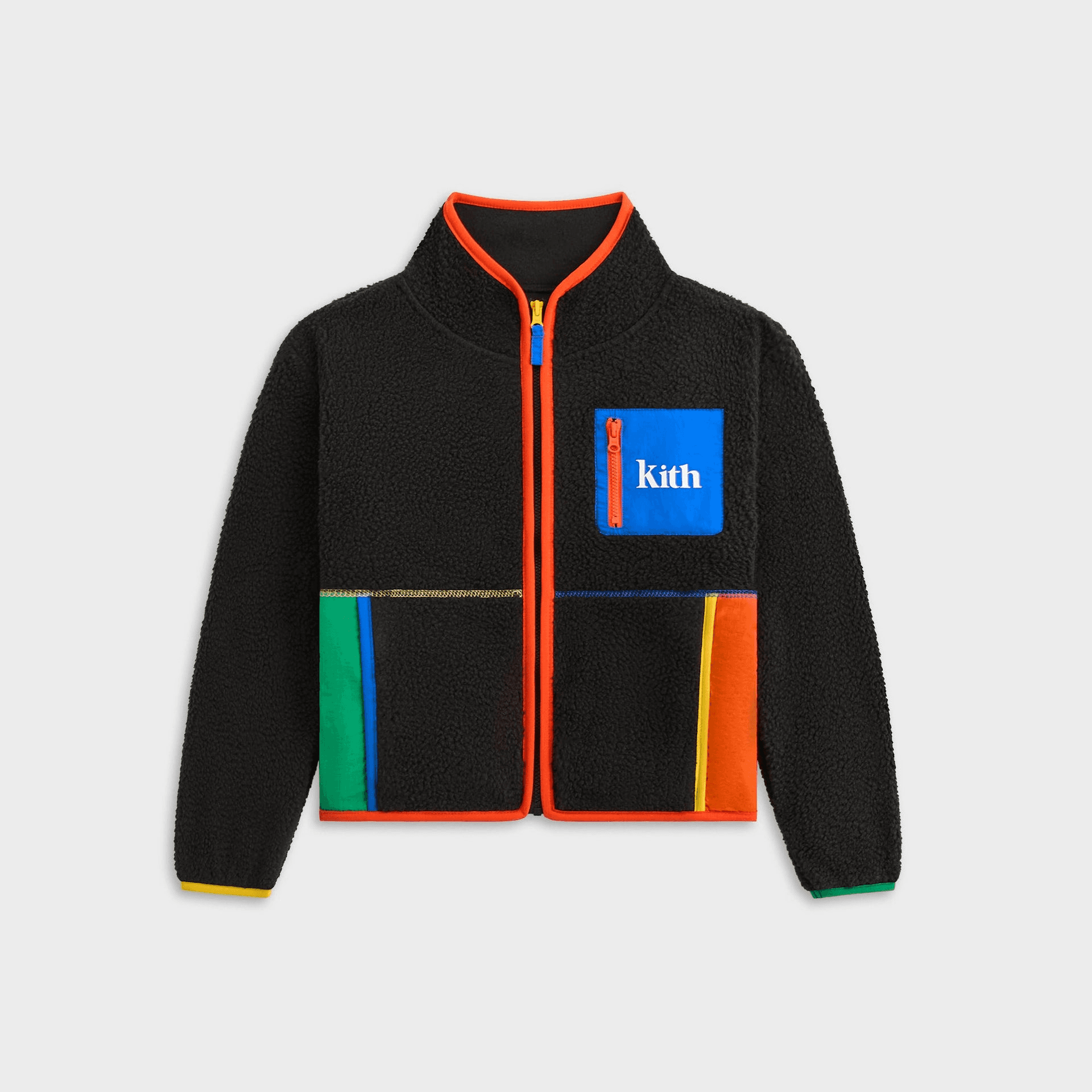 Kith Kids Color-Block Sherpa Antony Full Zip - Black — Image 5
