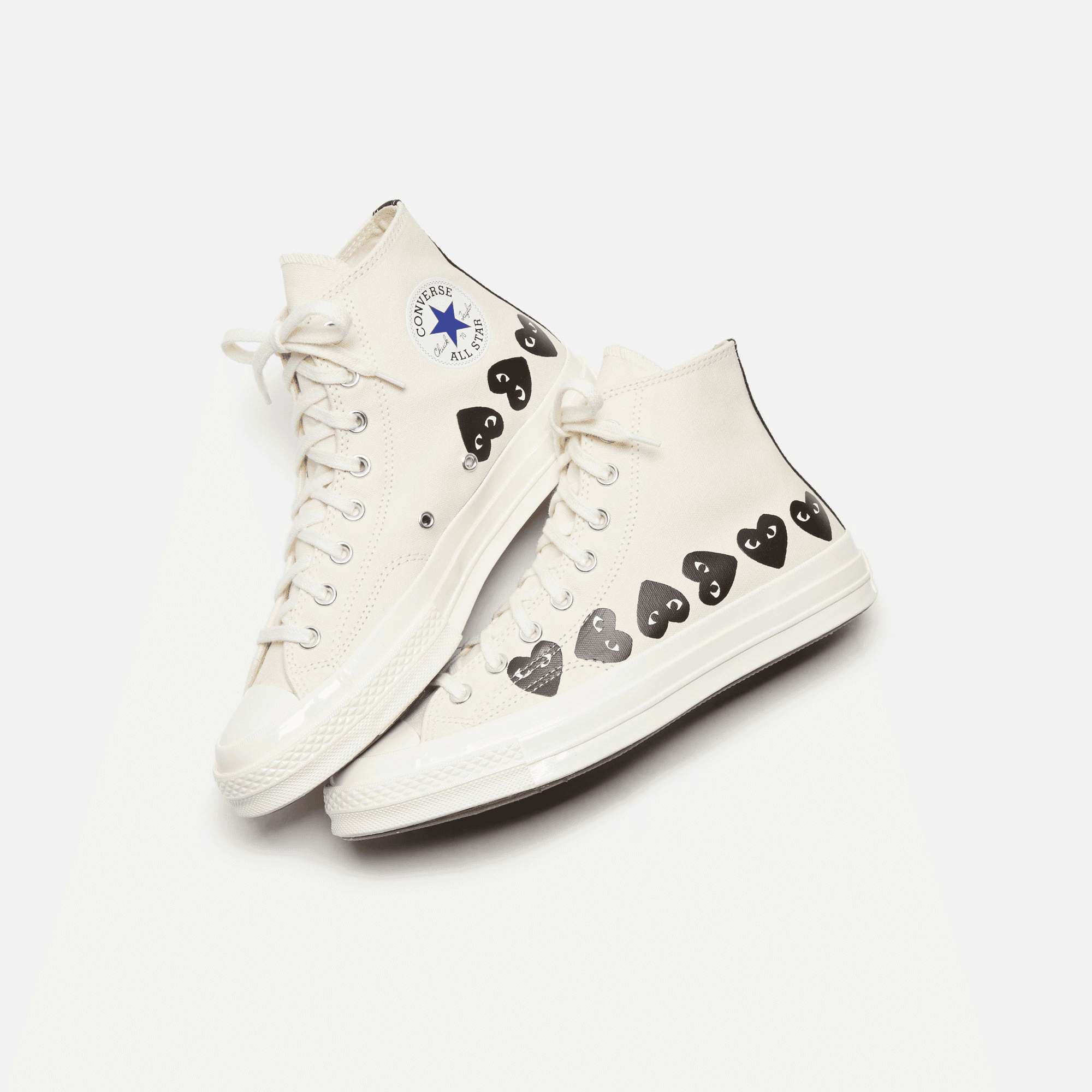 Comme Des Garçons Play x Converse Multi Heart High Top - Beige / Black — Image 4