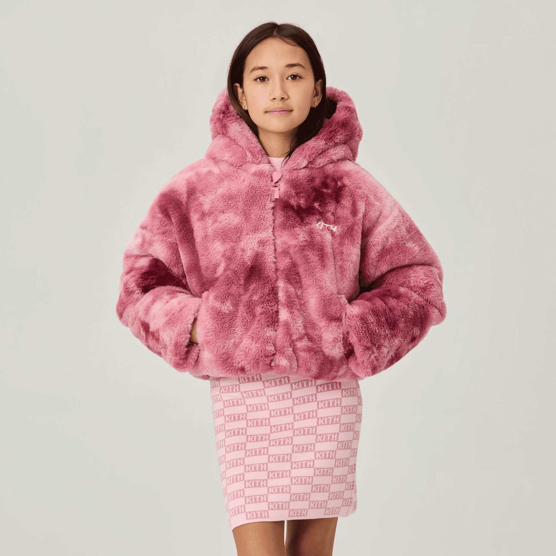 Kith Kids Cropped Faux Fur Hooded Puffer Jacket - Affection — Image 5