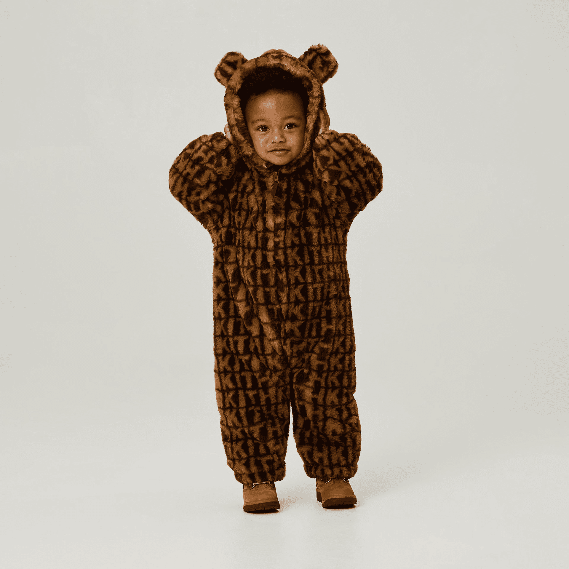 Kith Baby Faux Fur Monogram Teddy Coverall - Legacy — Image 2