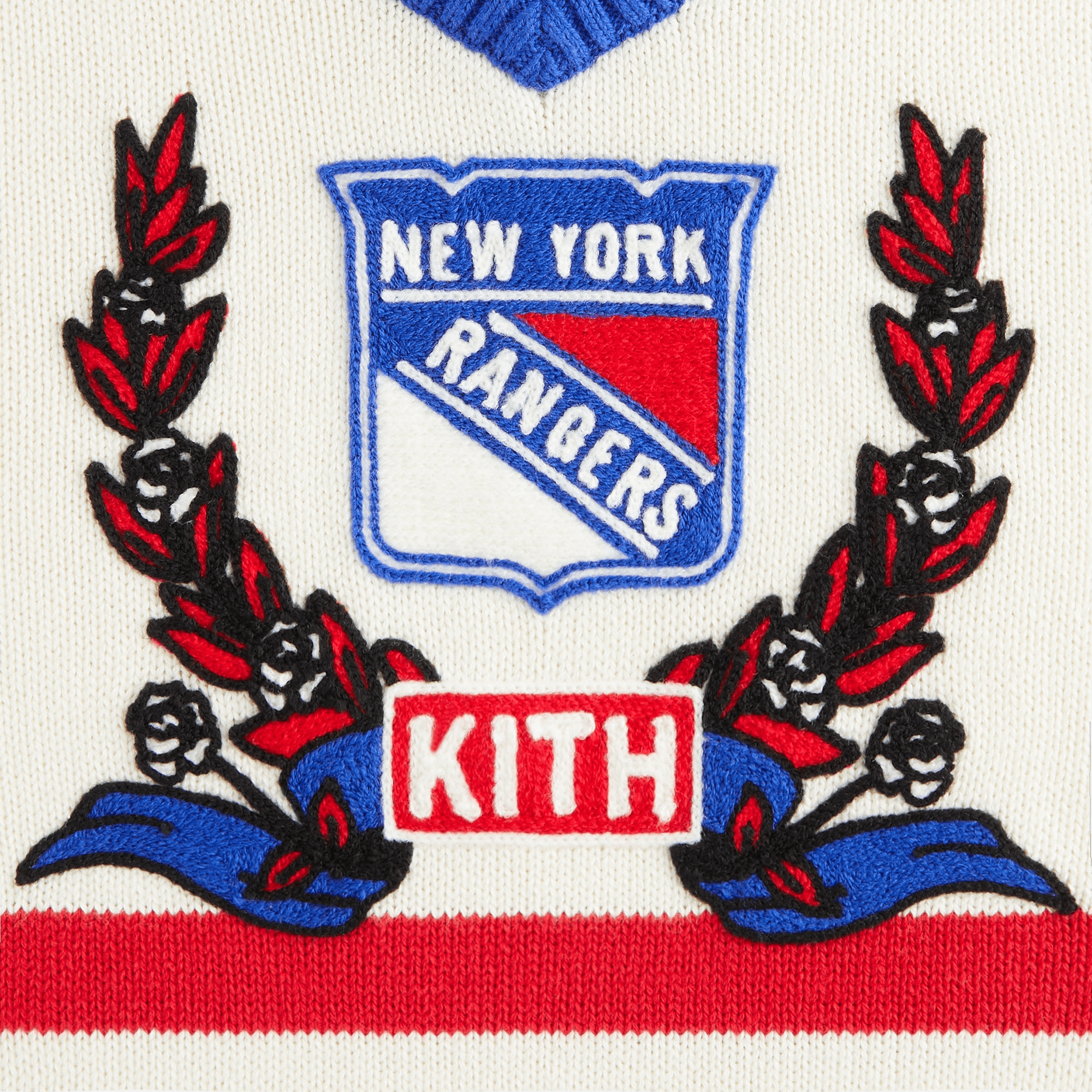 Kith Kids for the New York Rangers V-Neck Lewis Sweater - Sandrift — Image 2