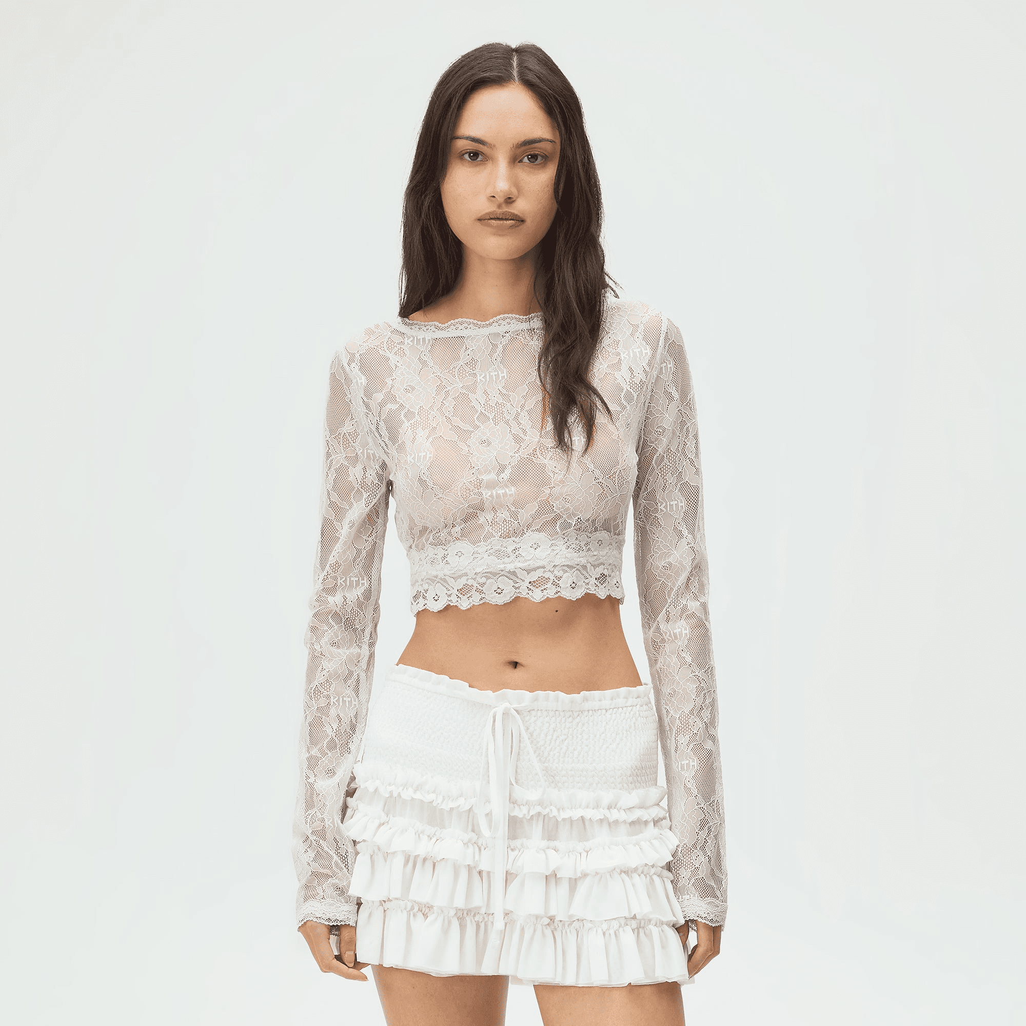 Lisa for Kith Women Piera Lace Long Sleeve Top - Tin — Image 4