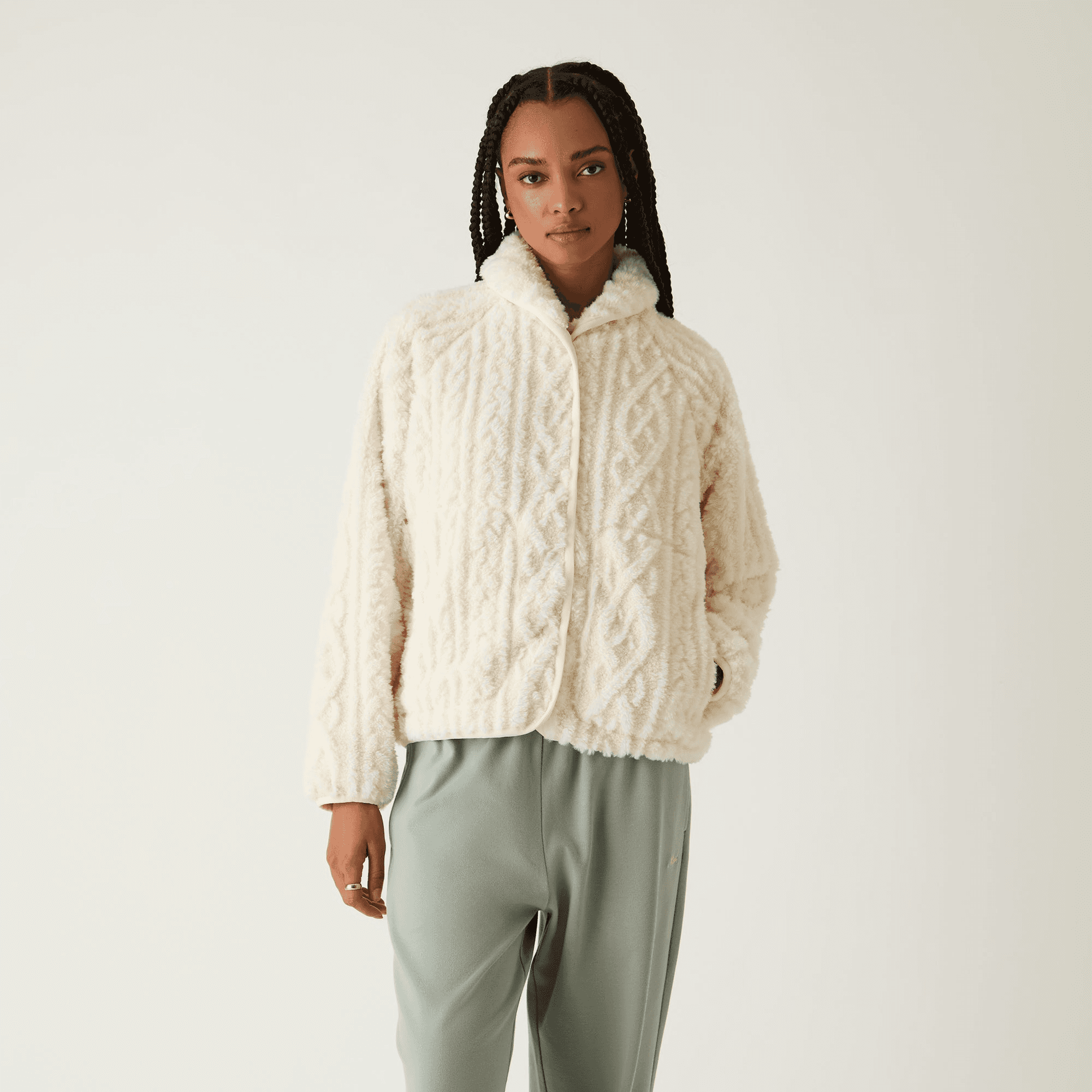 Kith Women Grayson Cable Sherpa Jacket - Sandrift — Image 6