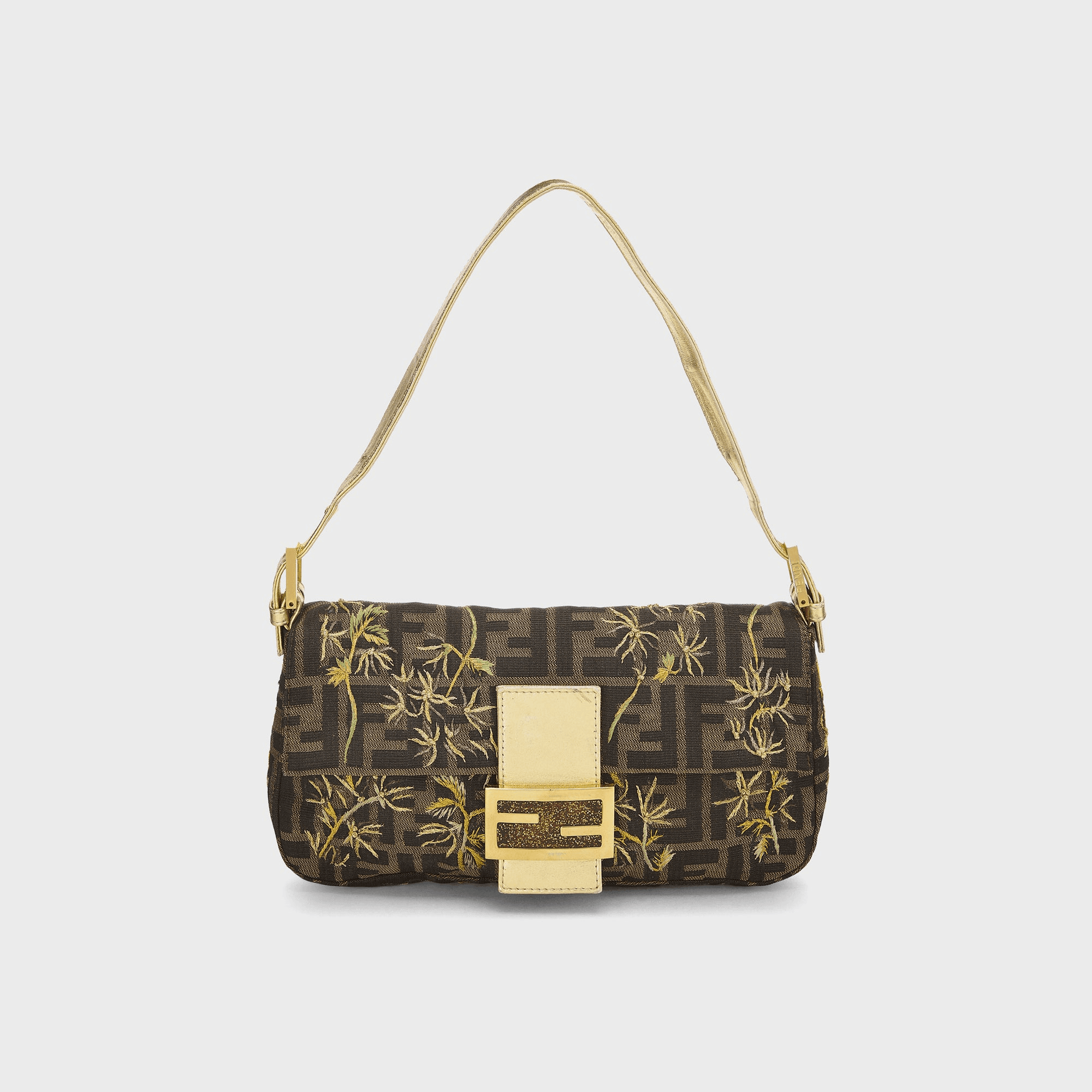 WGACA Fendi Gold Embroidered Baguette - Multi