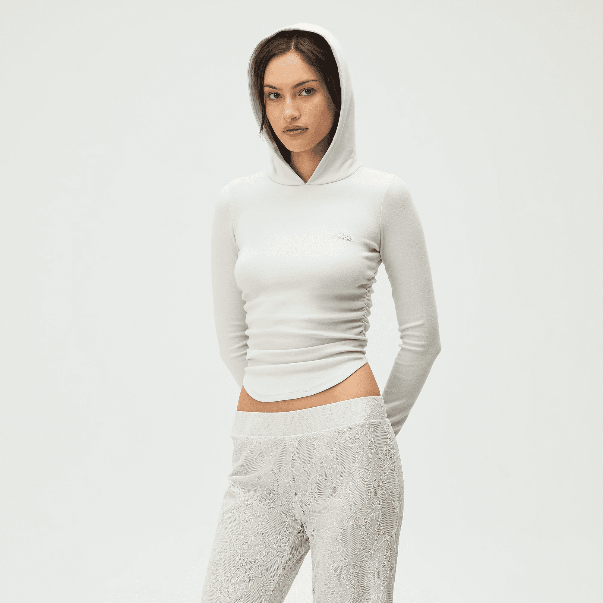 Lisa for Kith Women Sofi Ruched Hoodie - Tin — Image 5