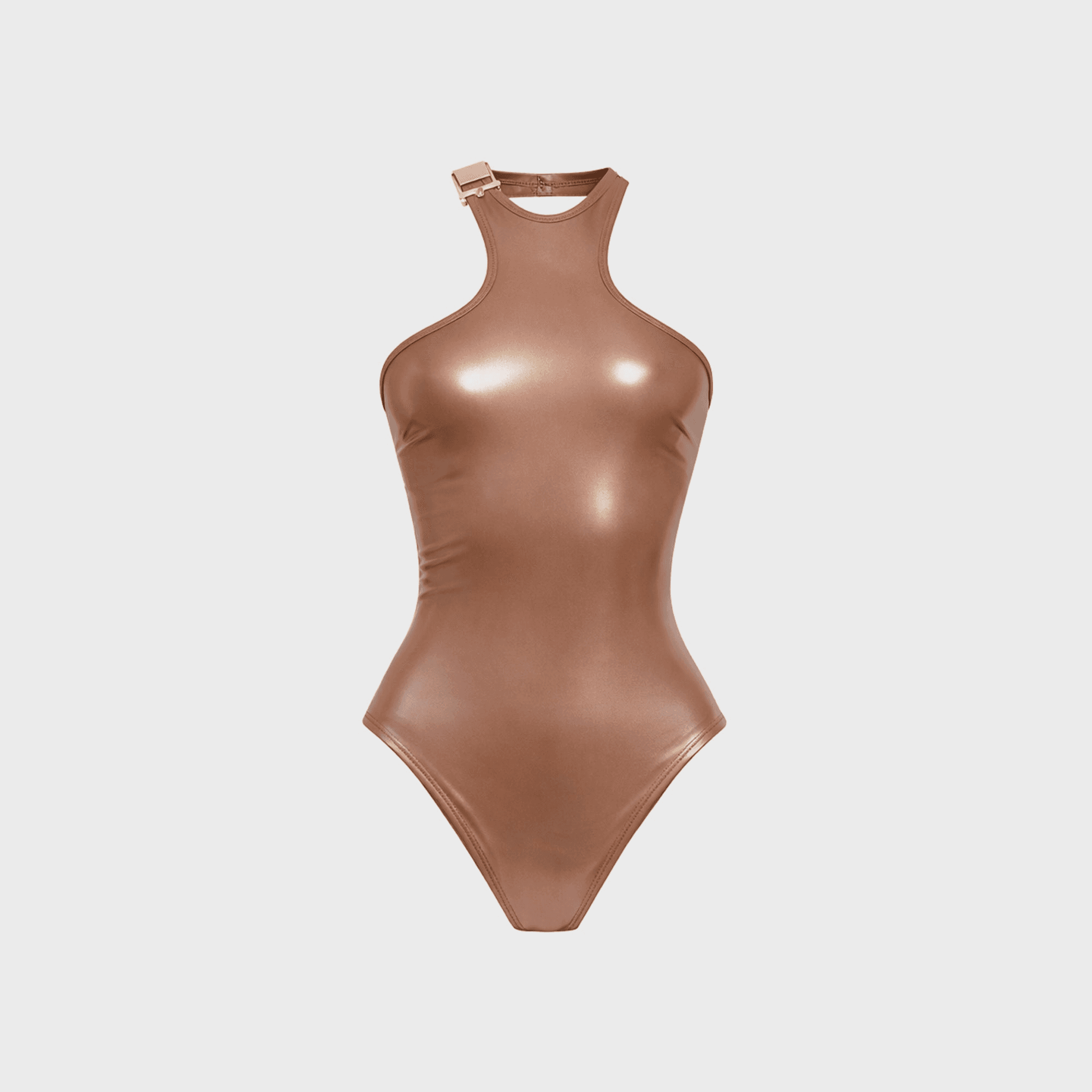 Naranja Furcado High Neck One Piece - Marroon - Image 1