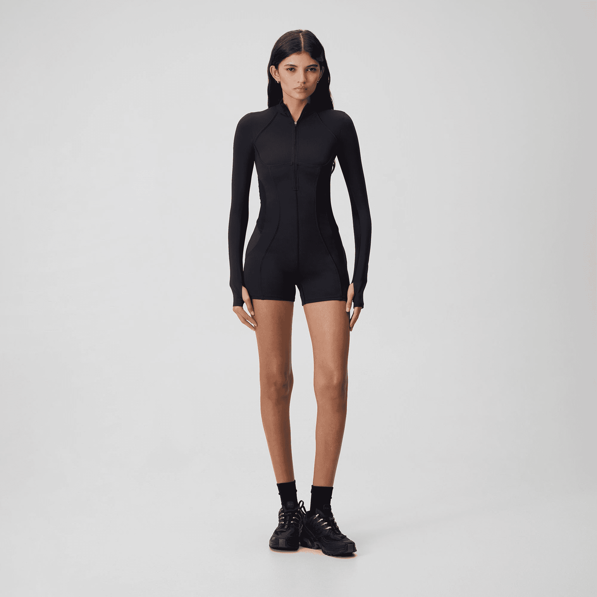 Kith Women Hani Active Long Sleeve Romper - Black — Image 5