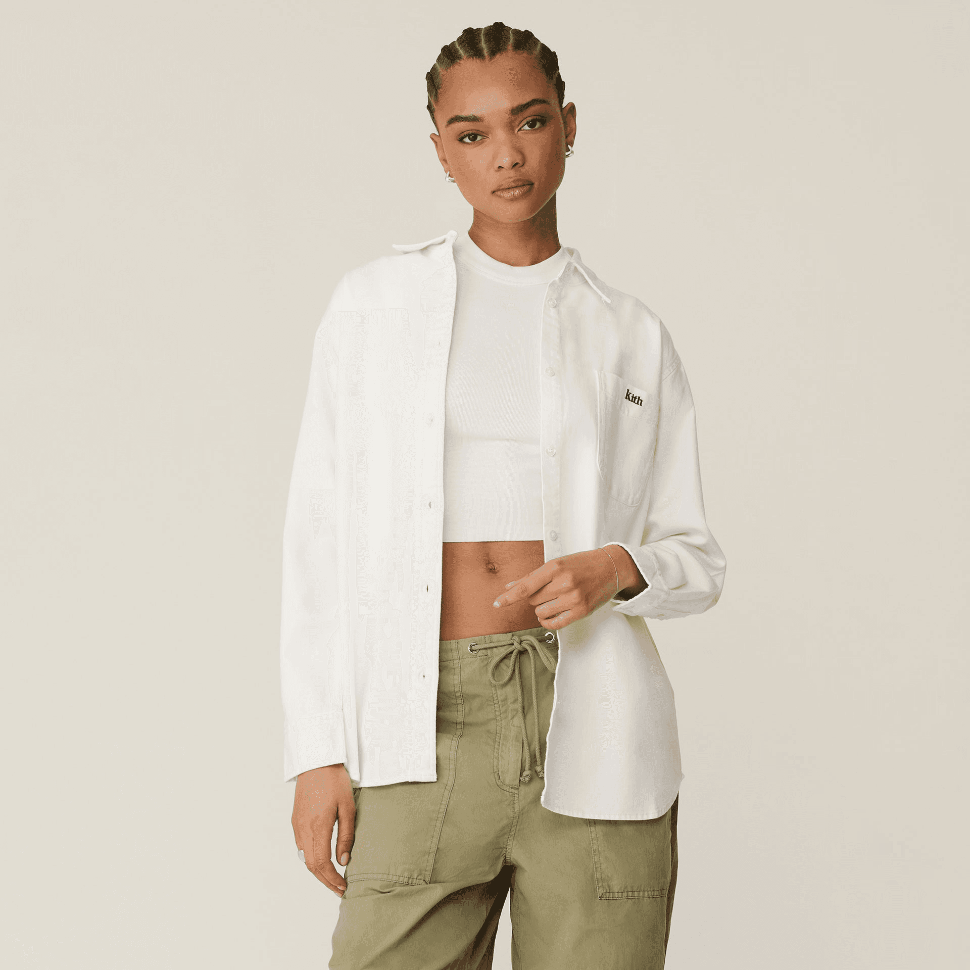 Kith Women Ora II Denim Shirt - Putty Denim — Image 4